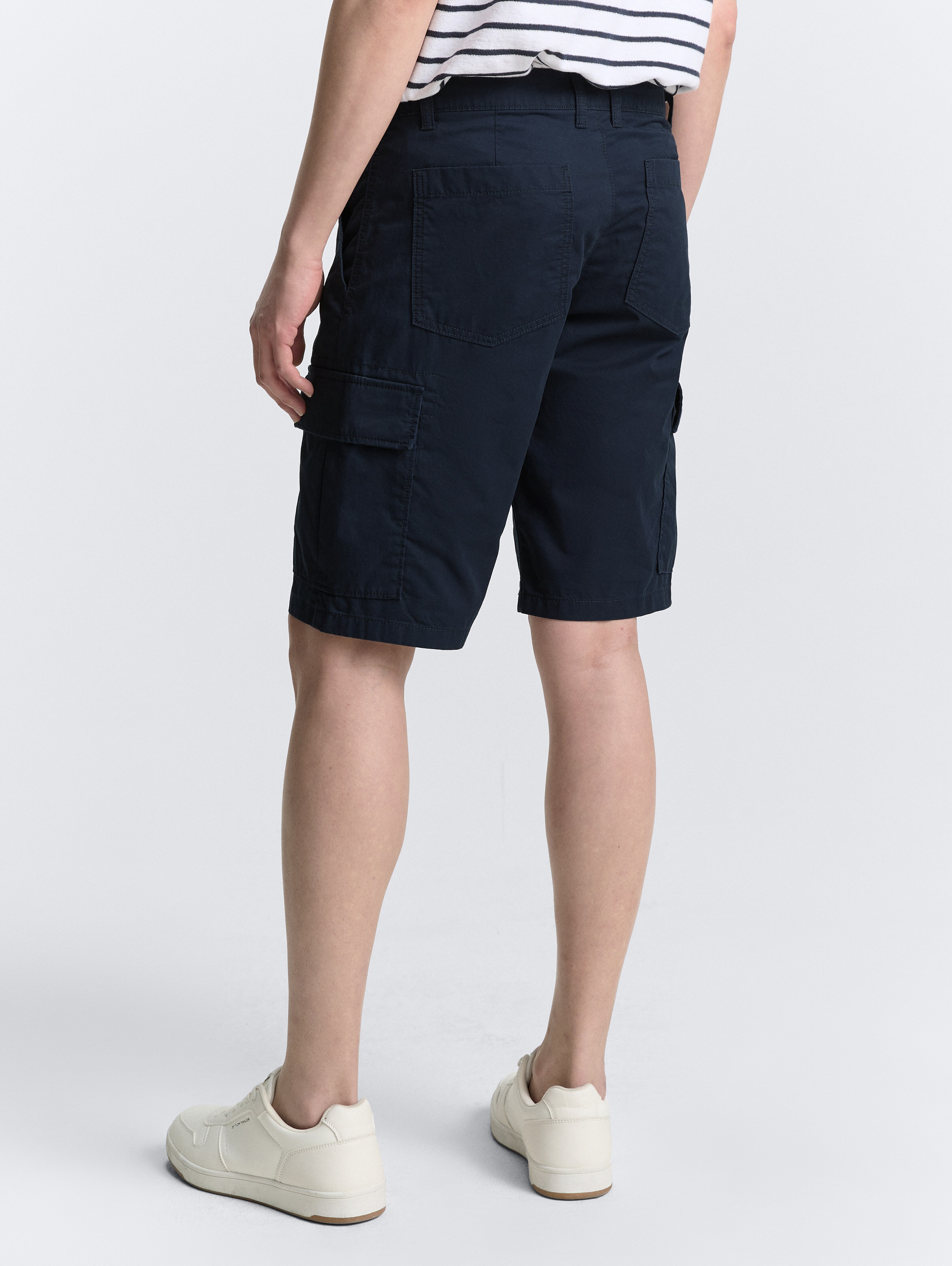 【BAON】Kuwa Black Blue Washing Bermuda Cargo Pants Brent Multi-Pocket Stretch Fabric Jogger Cargo Shorts in