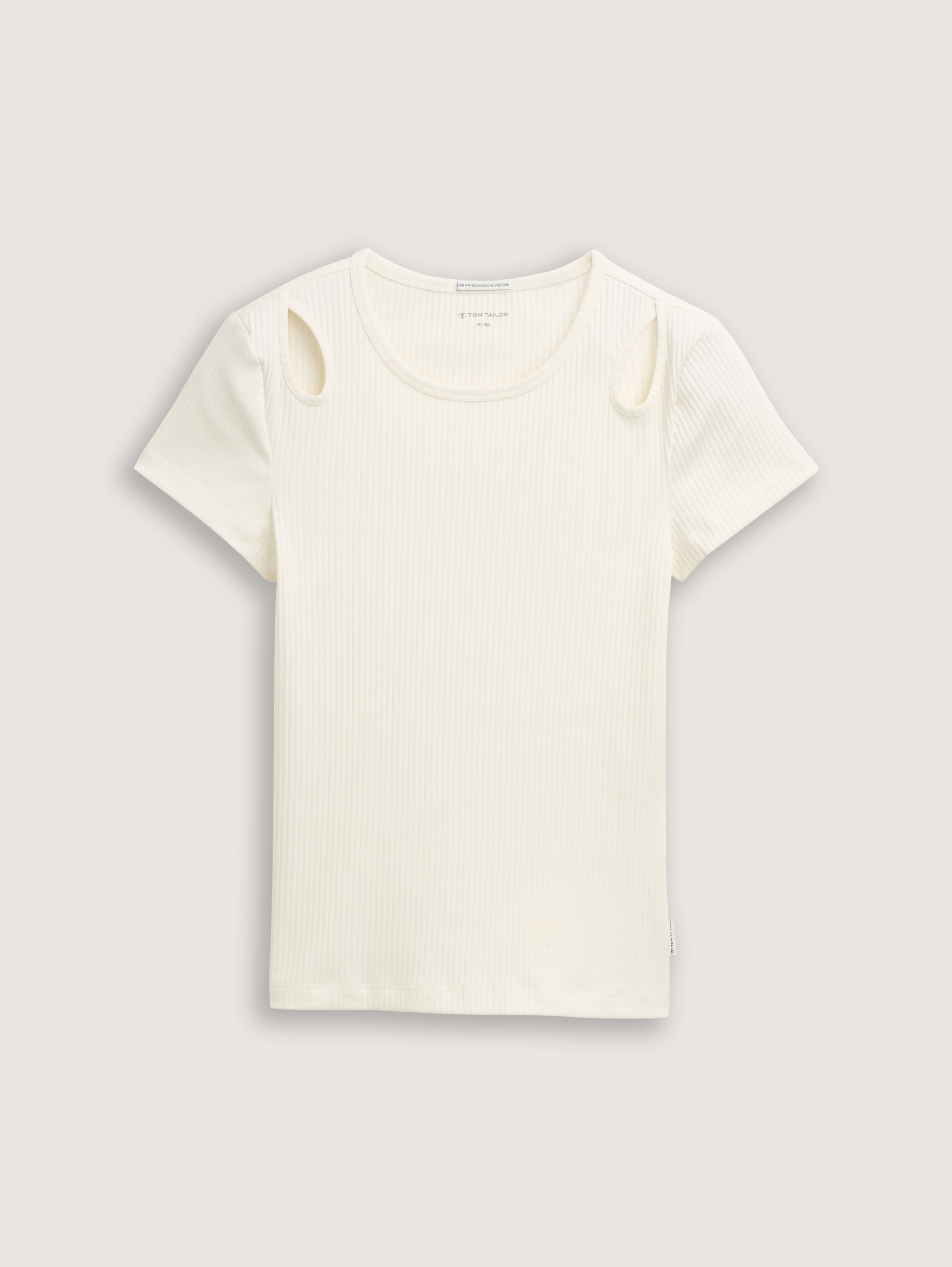 Ripp T-Shirt mit Cut-Outs von Teen Girls, Wool White
