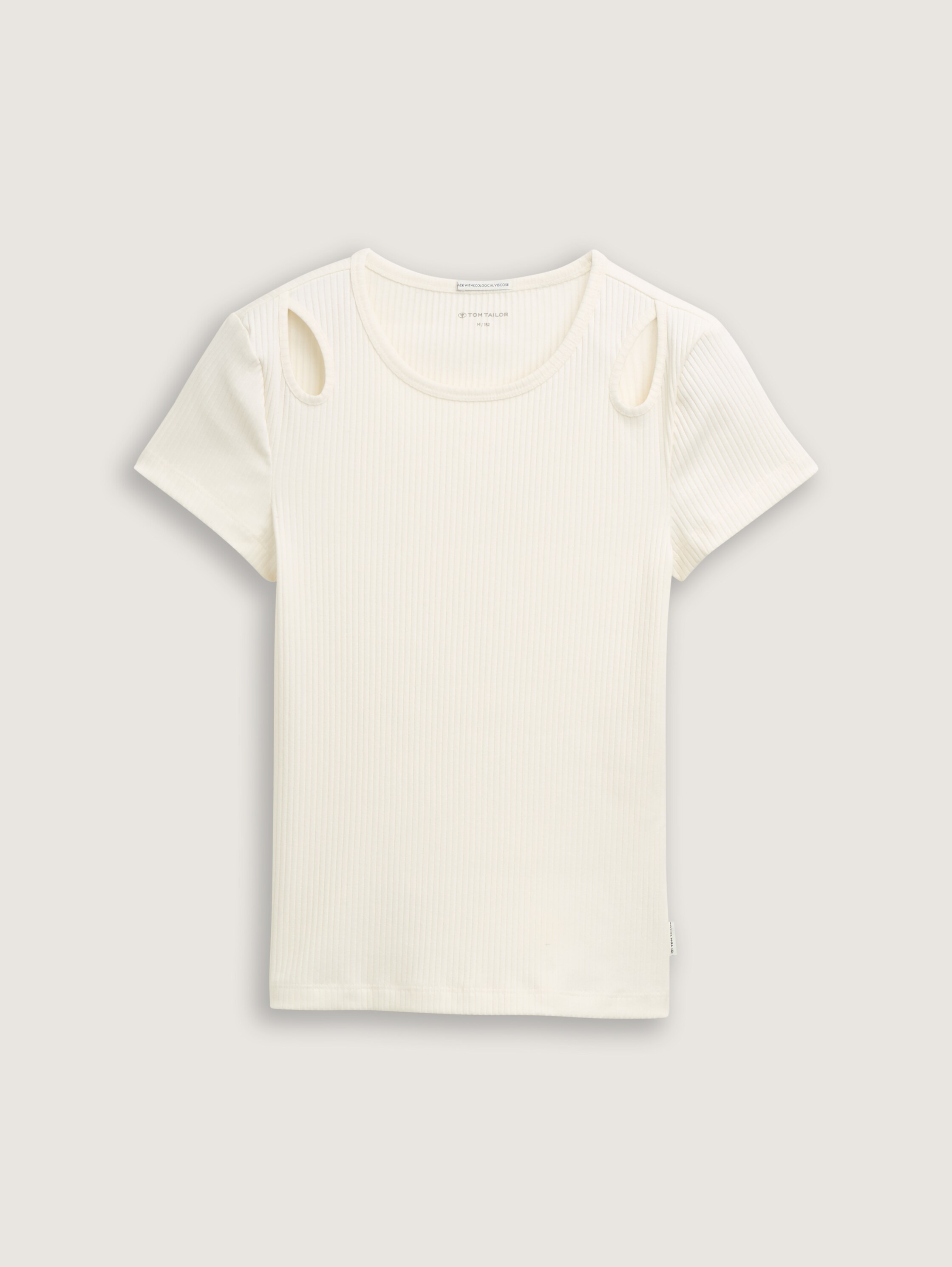 Ripp T-Shirt mit Cut-Outs - wool_white - 