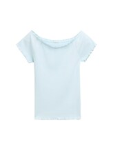 Geselecteerd, Geribd T-shirt met Carmen-halslijn door Tom Tailor, groen