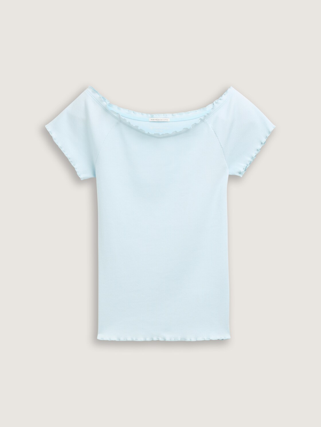 Ripp T-Shirt mit Carmen-Ausschnitt - minty blue - Vorder-Produkt-Ansicht