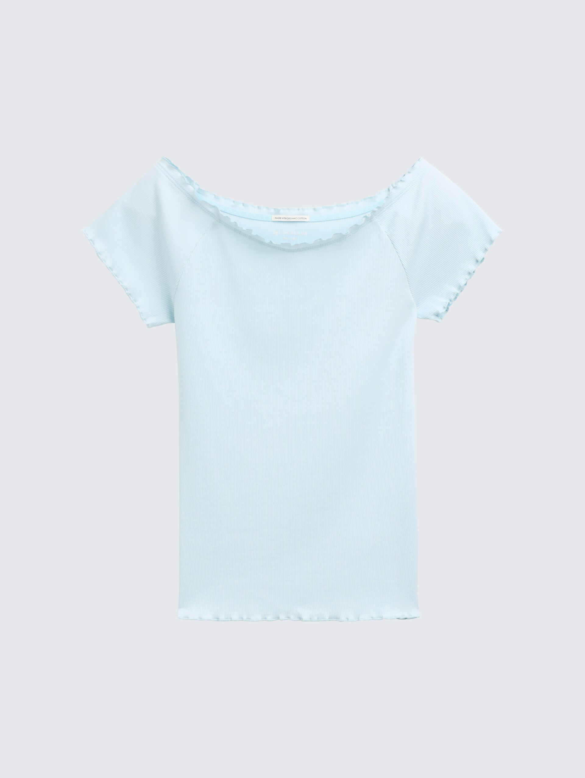 Ripp T-Shirt mit Carmen-Ausschnitt - minty blue - Vorder-Produkt-Ansicht