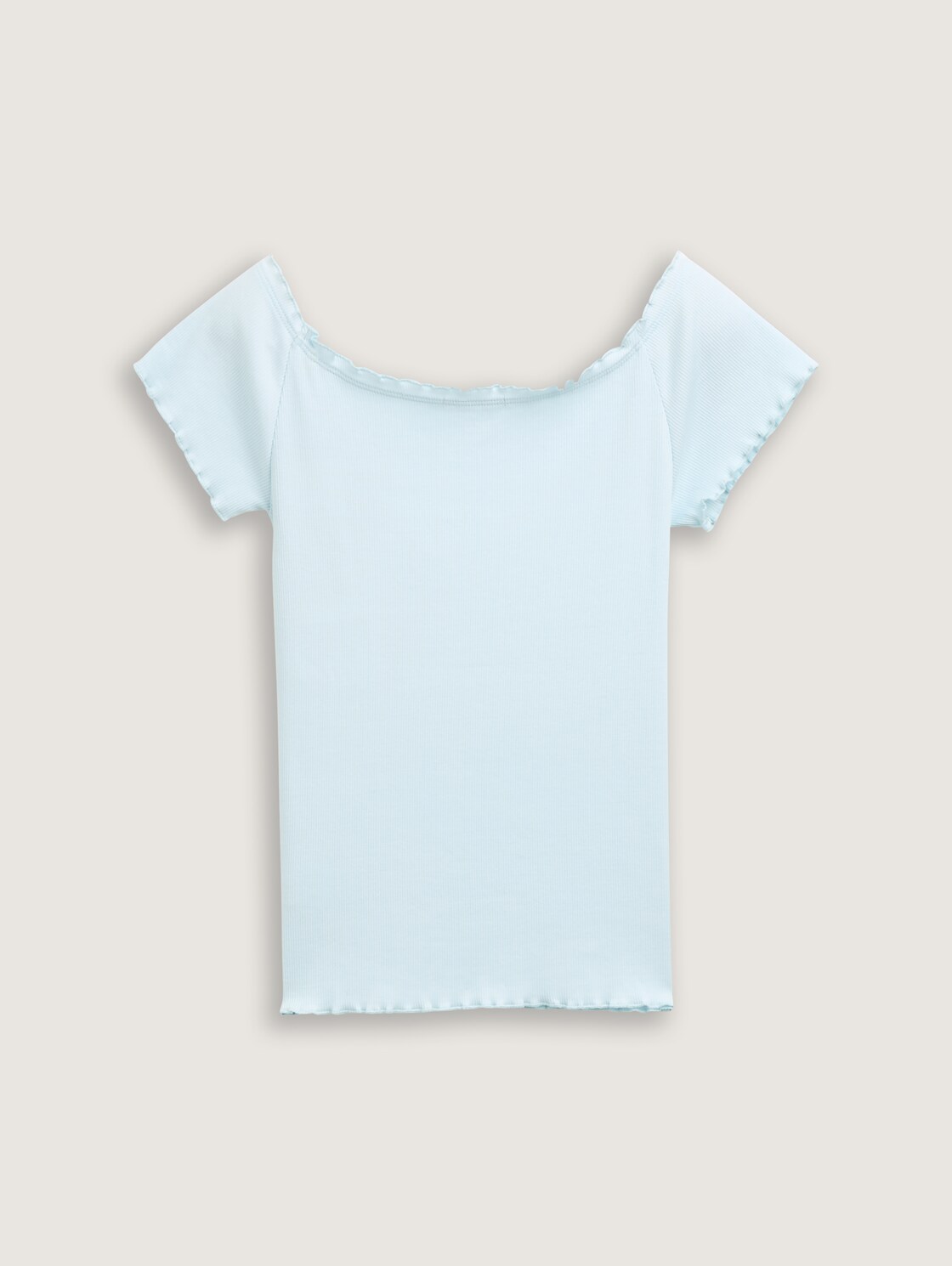 Ripp T-Shirt mit Carmen-Ausschnitt - minty blue