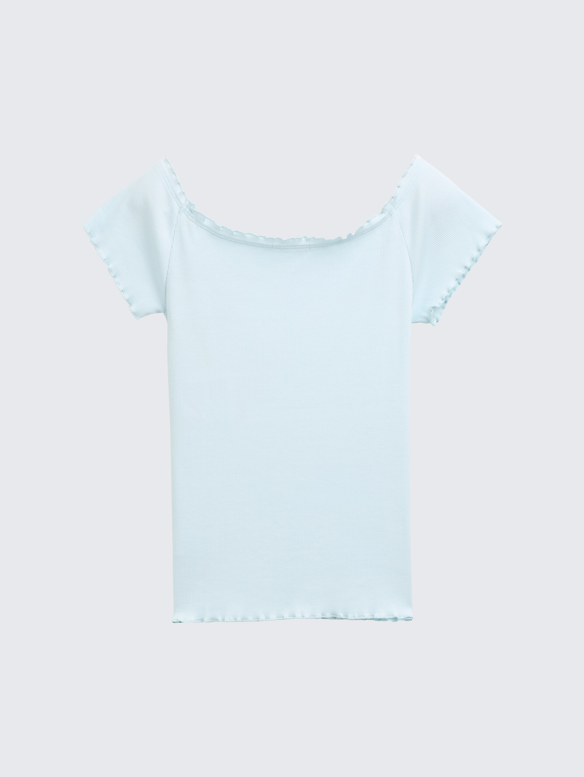 Ripp T-Shirt mit Carmen-Ausschnitt - minty blue