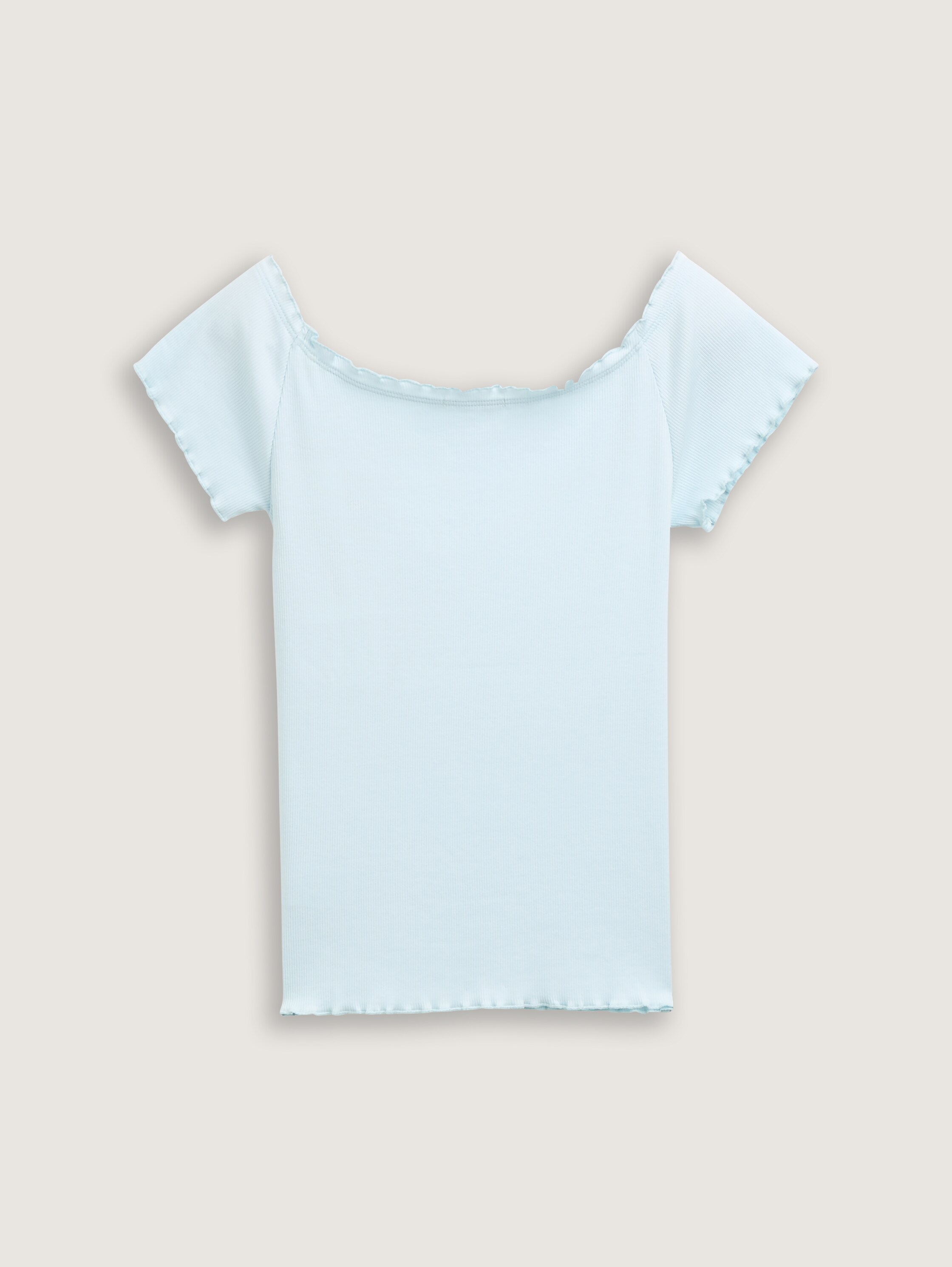 Ribbed T-shirt with Carmen neckline - minty_blue - 