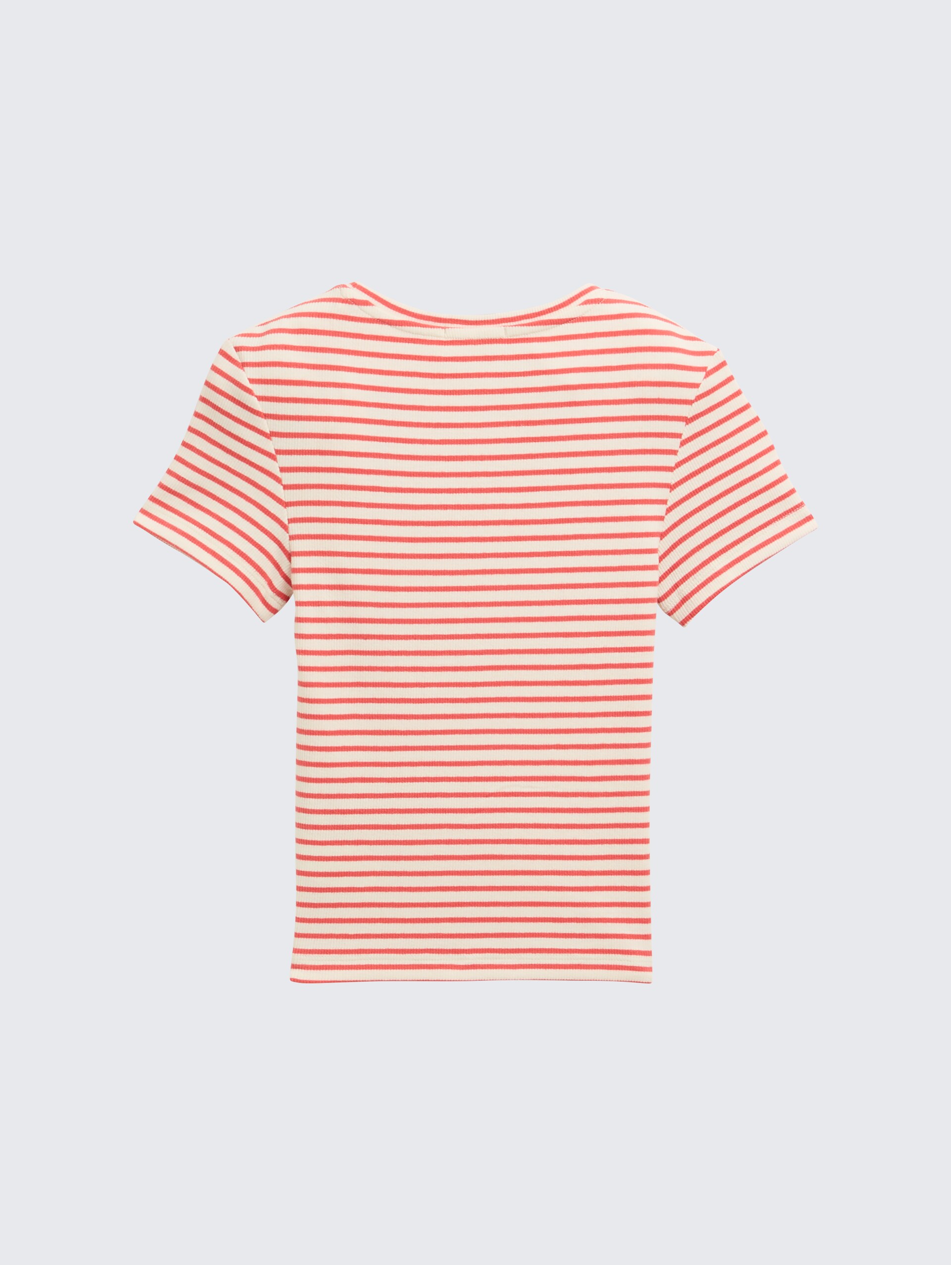 Ripp T-Shirt mit Muster - fresh red and white stripe