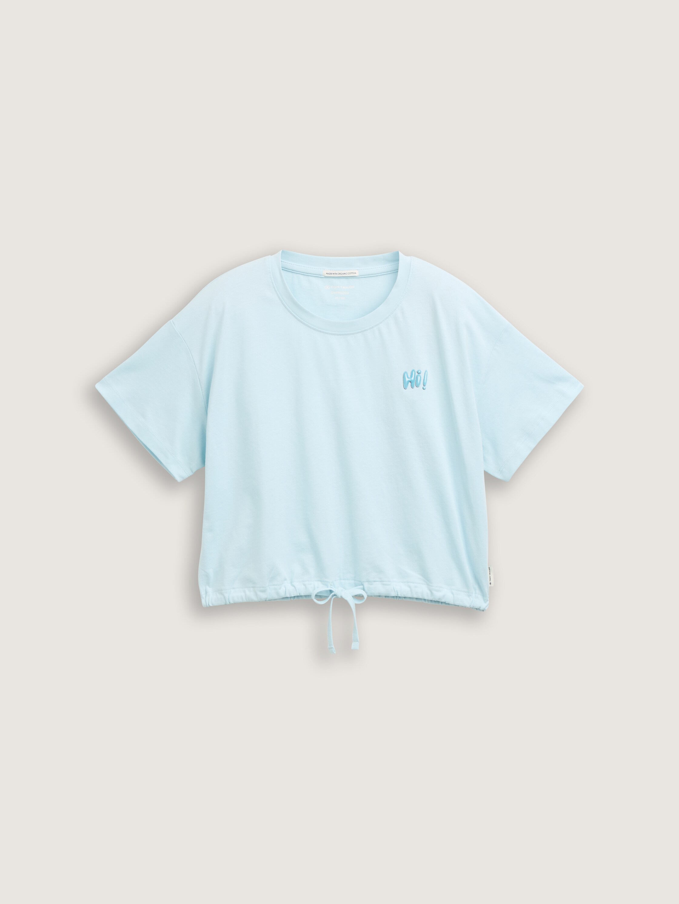 Cropped T-Shirt mit Kordelzug - minty_blue - 