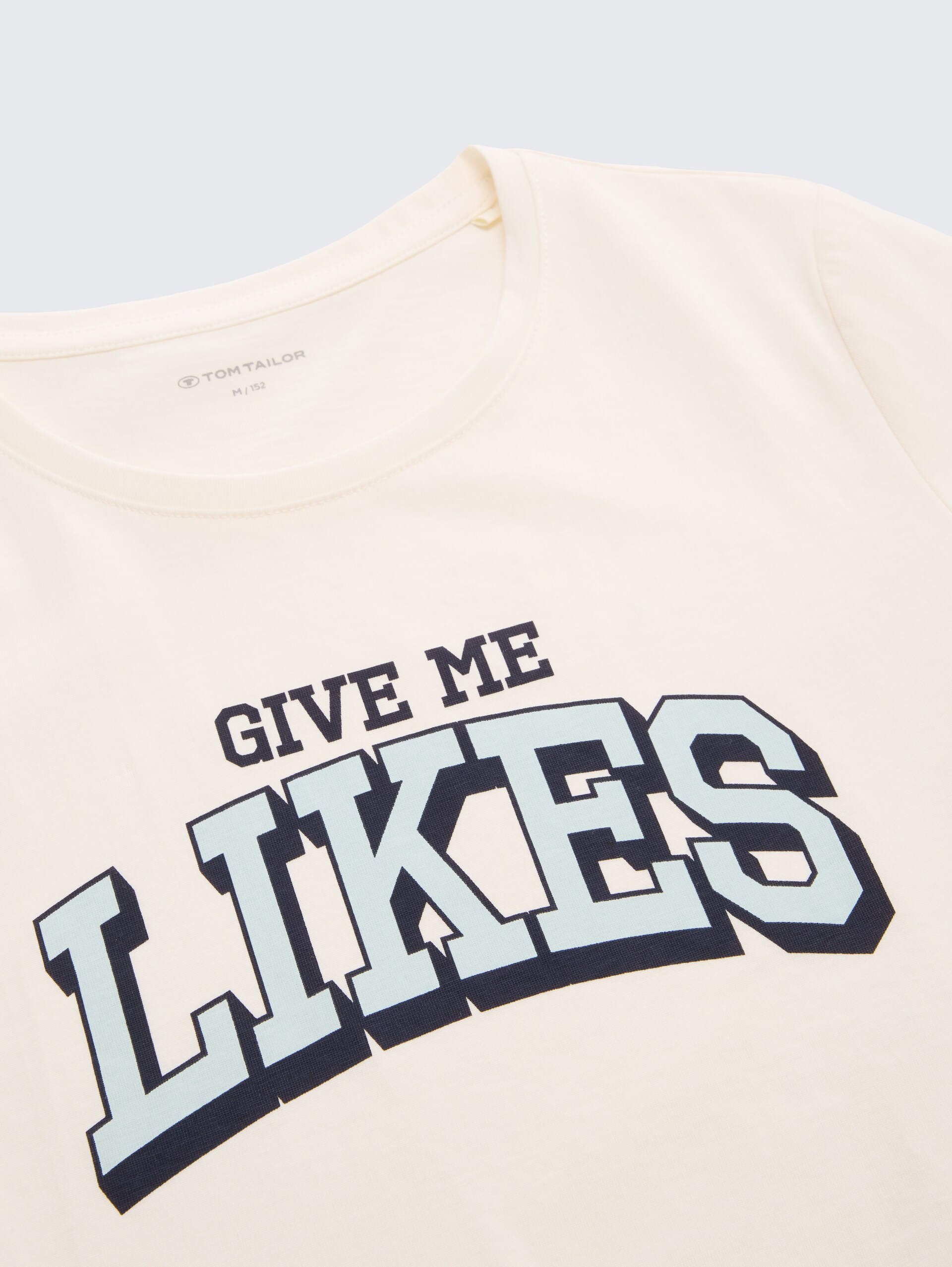 T-Shirt mit Print - Wool White - Detail-Model-Ansicht