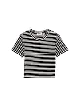 Geselecteerd, Geribd T-shirt met streeppatroon door Tom Tailor, zwart