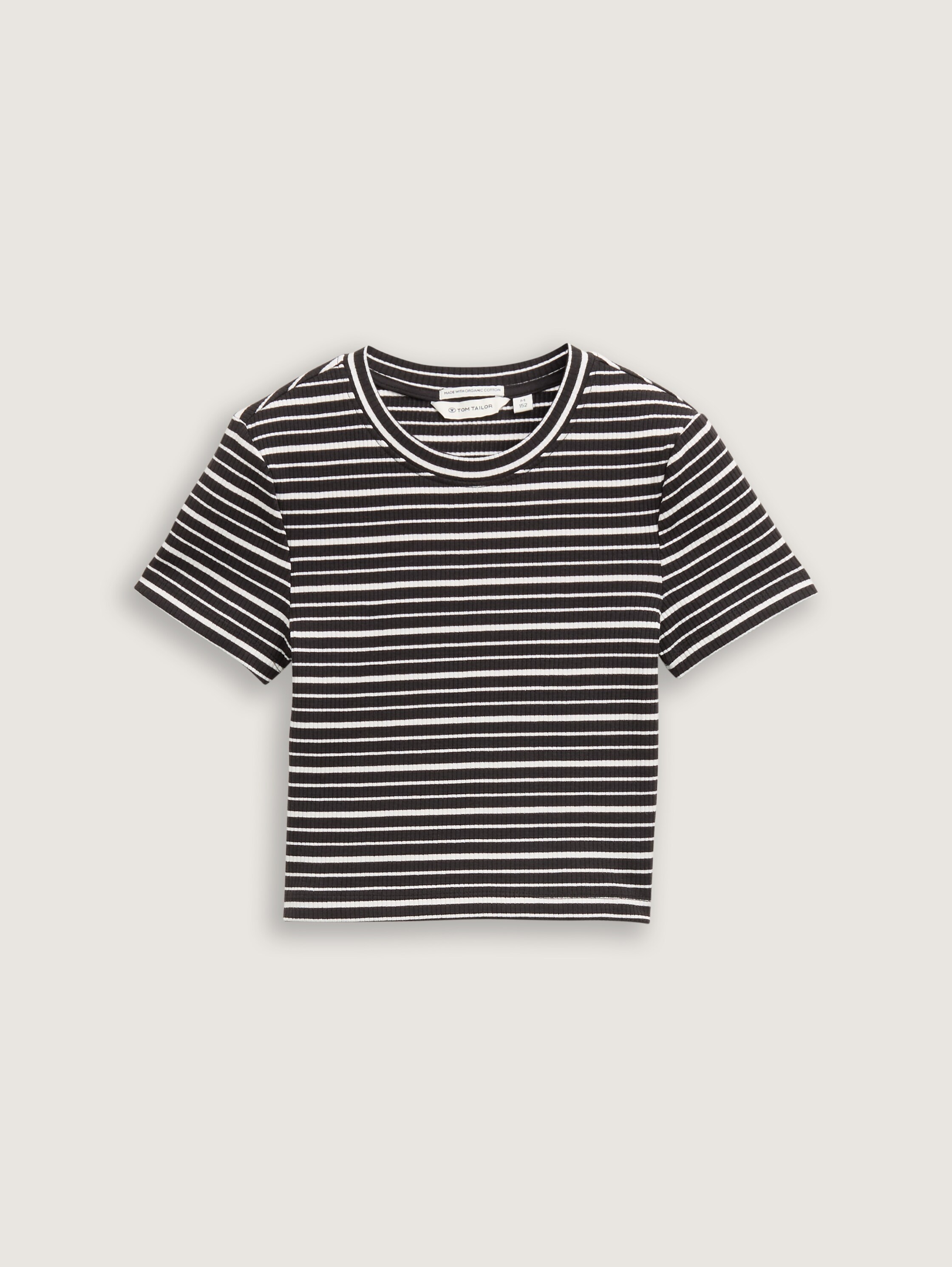 Ripp T-Shirt mit Streifenmuster - black_based_irregular_stripe - 