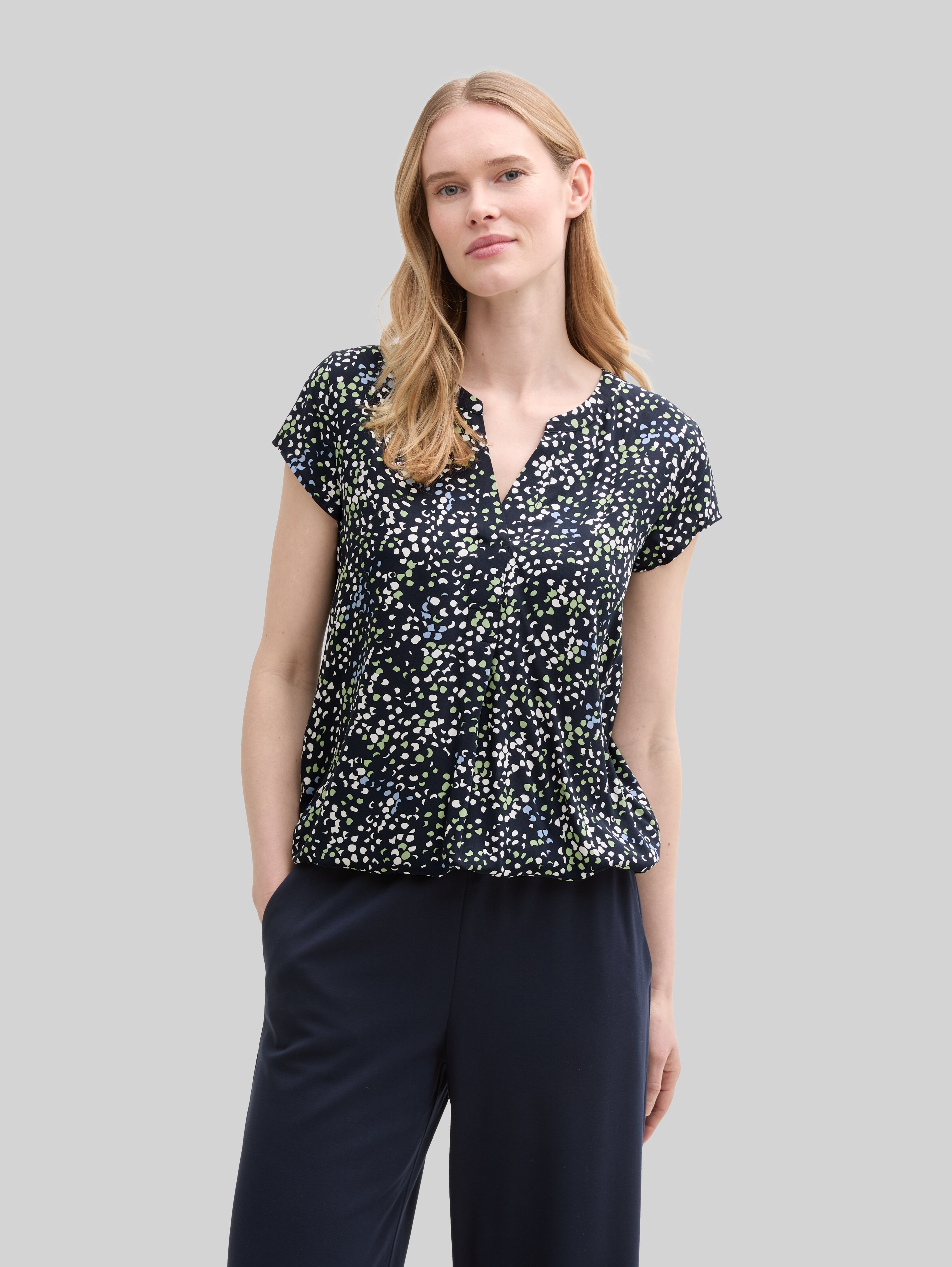 TOM TAILOR Damen Bluse Mit Schnürung – Viskose Regular Fit