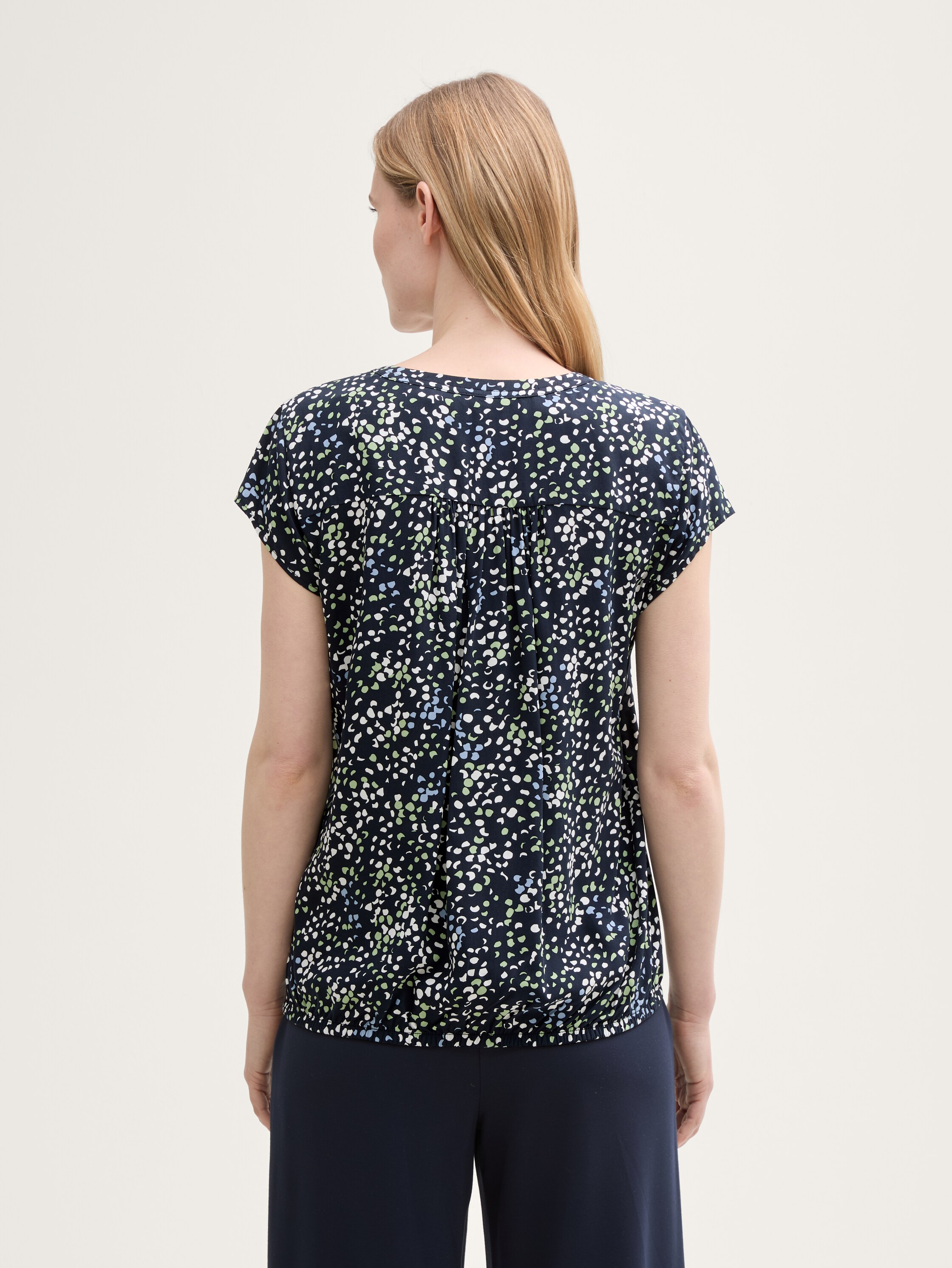 Bluse mit Muster - multicolor_navy_dot_structure - 