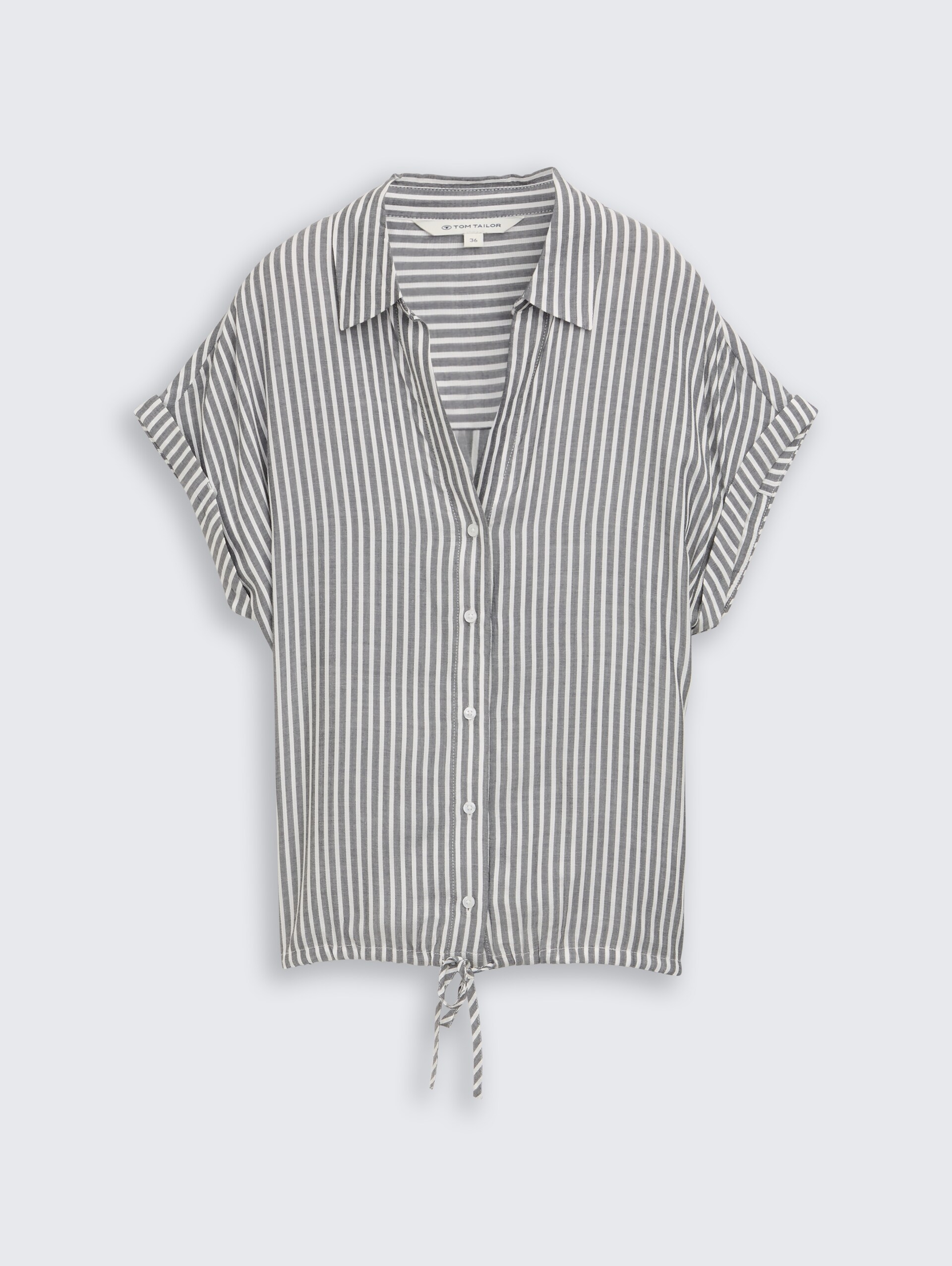 Loose Fit Bluse mit Streifenmuster - navy white thin stripe - Vorder-Produkt-Ansicht