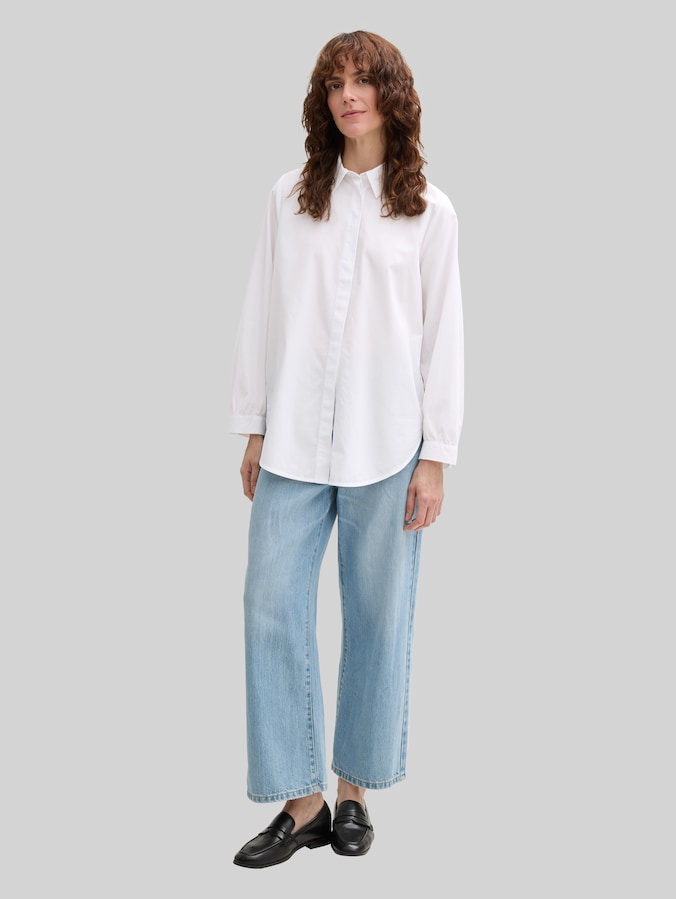 Loose Fit Hemdblouse door Women, White