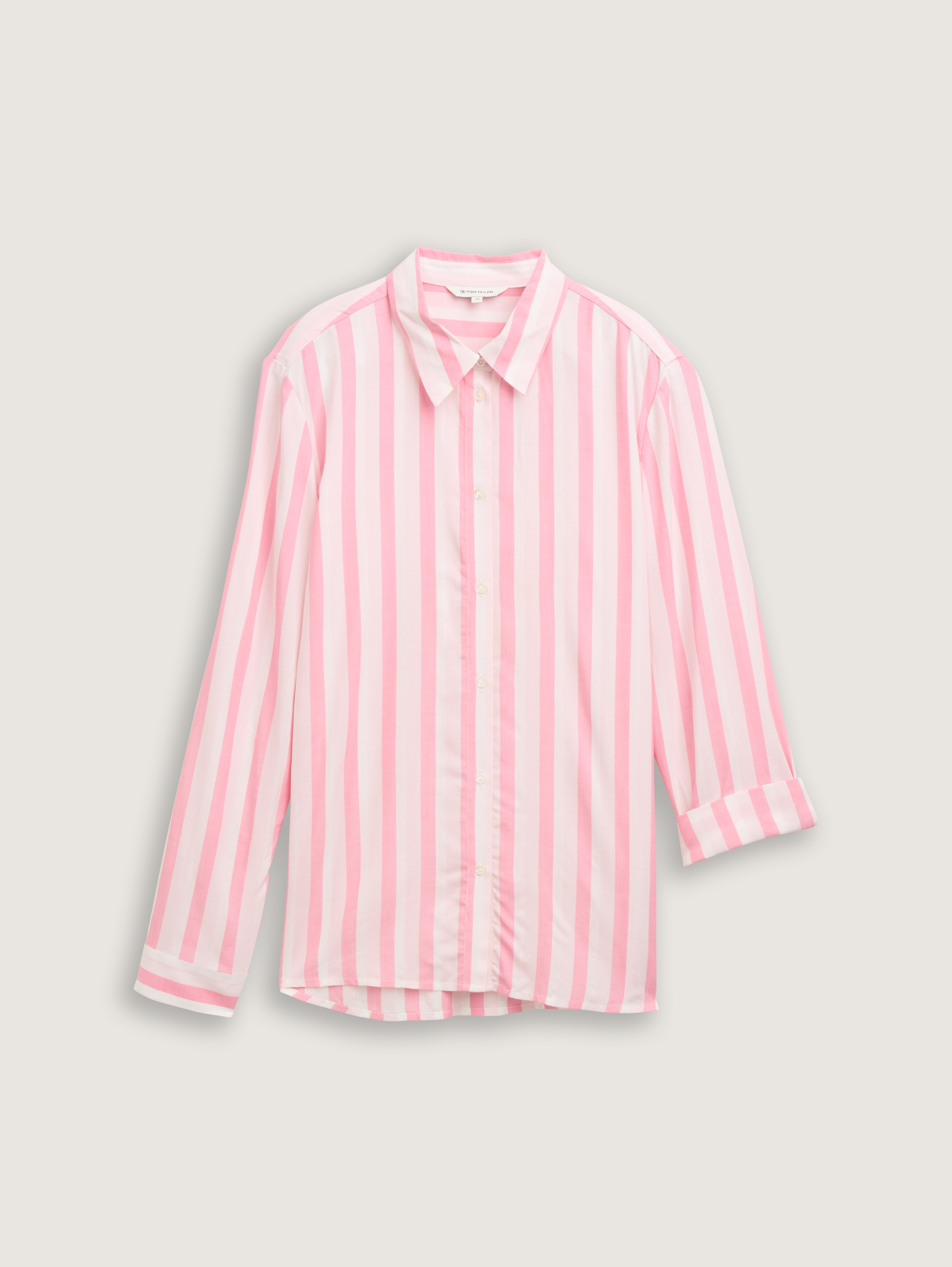 売れ筋商品|||トムテイラー シャツ レディース トップス MODERN SHAPE STRIPED - Button-down blouse - mid berry white Striped shirt blouse by Tom Tailor