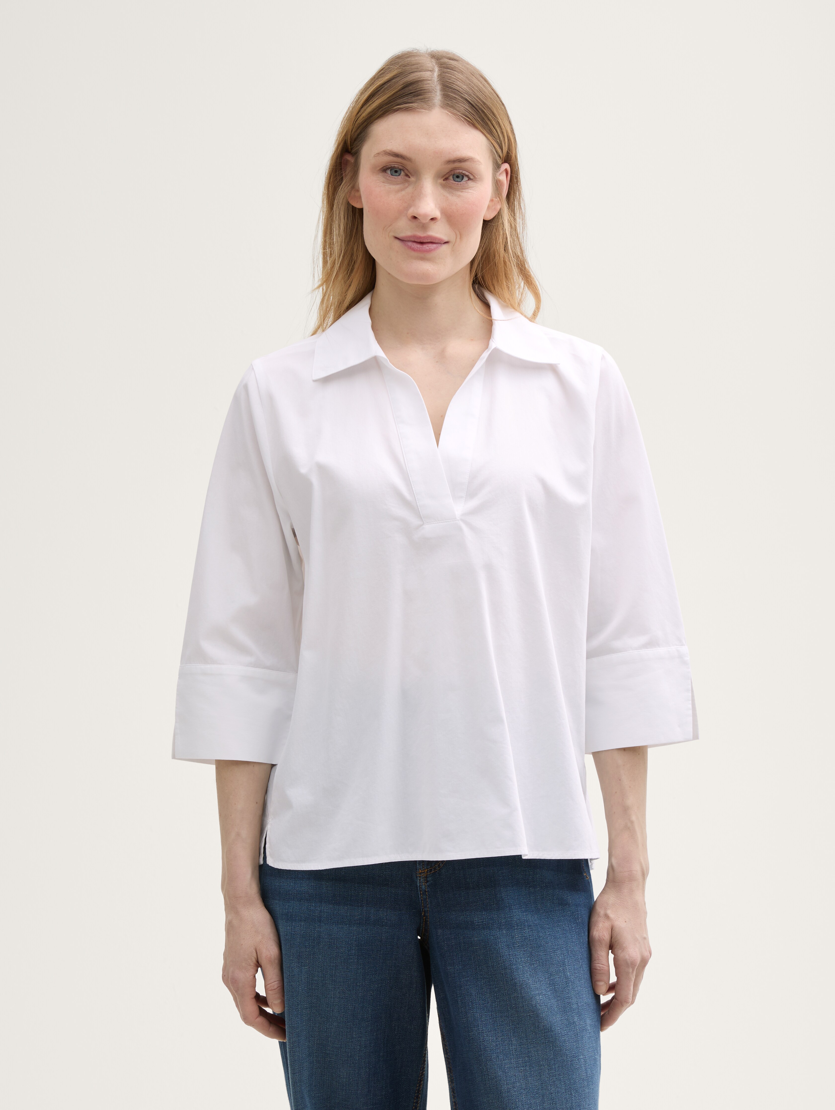 Loose Fit Bluse mit Kragen von Women, White