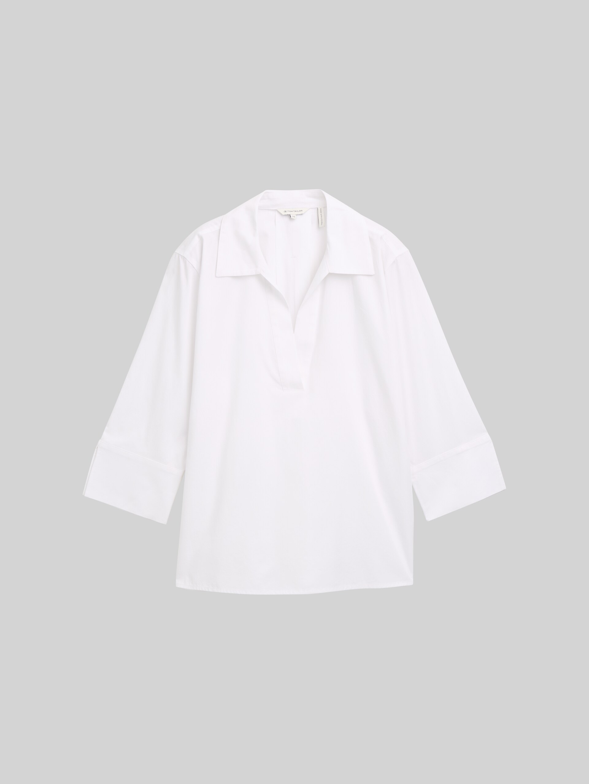 Loose fit blouse with collar - White - Front product view