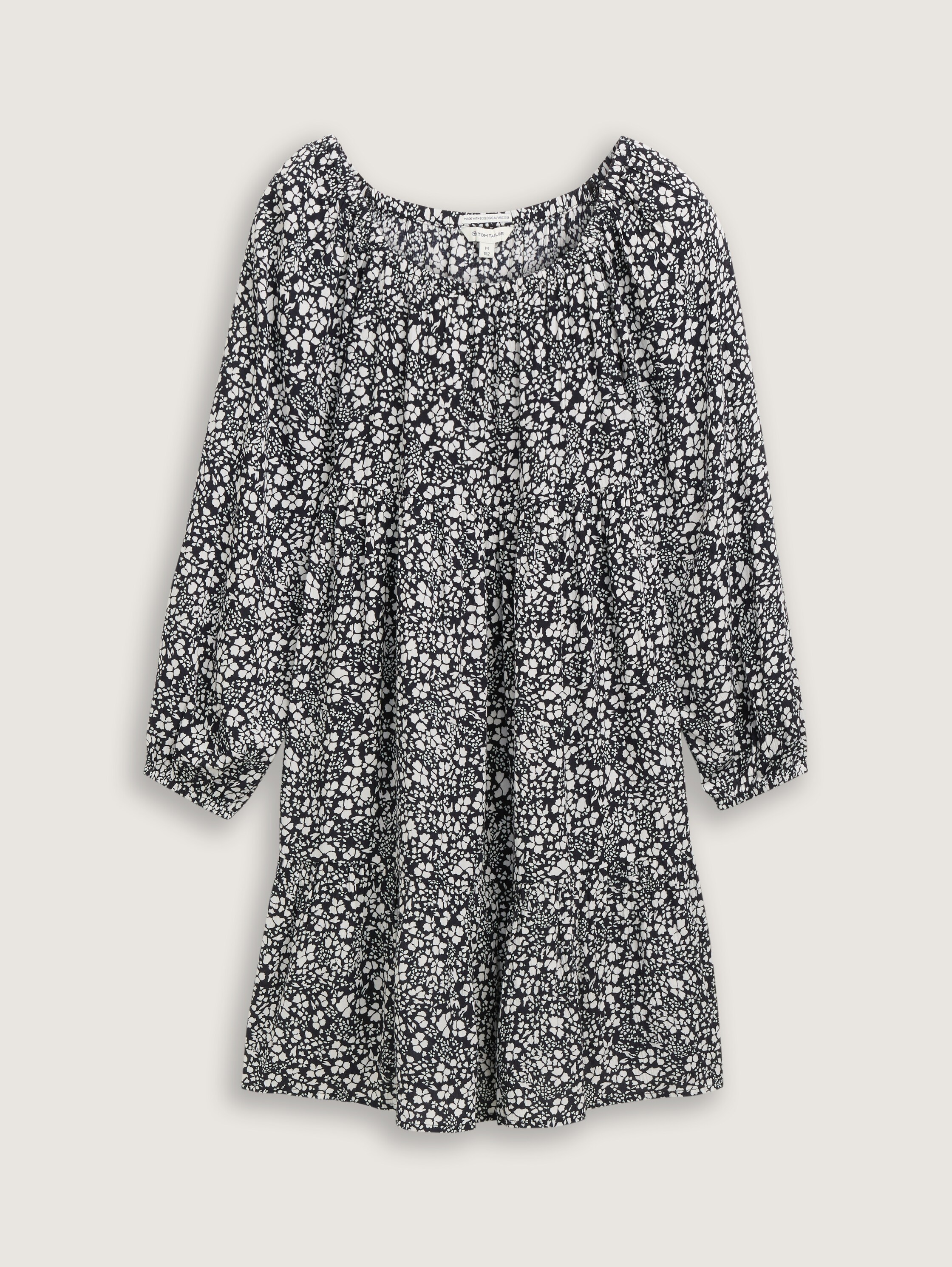 Mini-Kleid mit Blumenmuster - white_and_black_floral_design - 