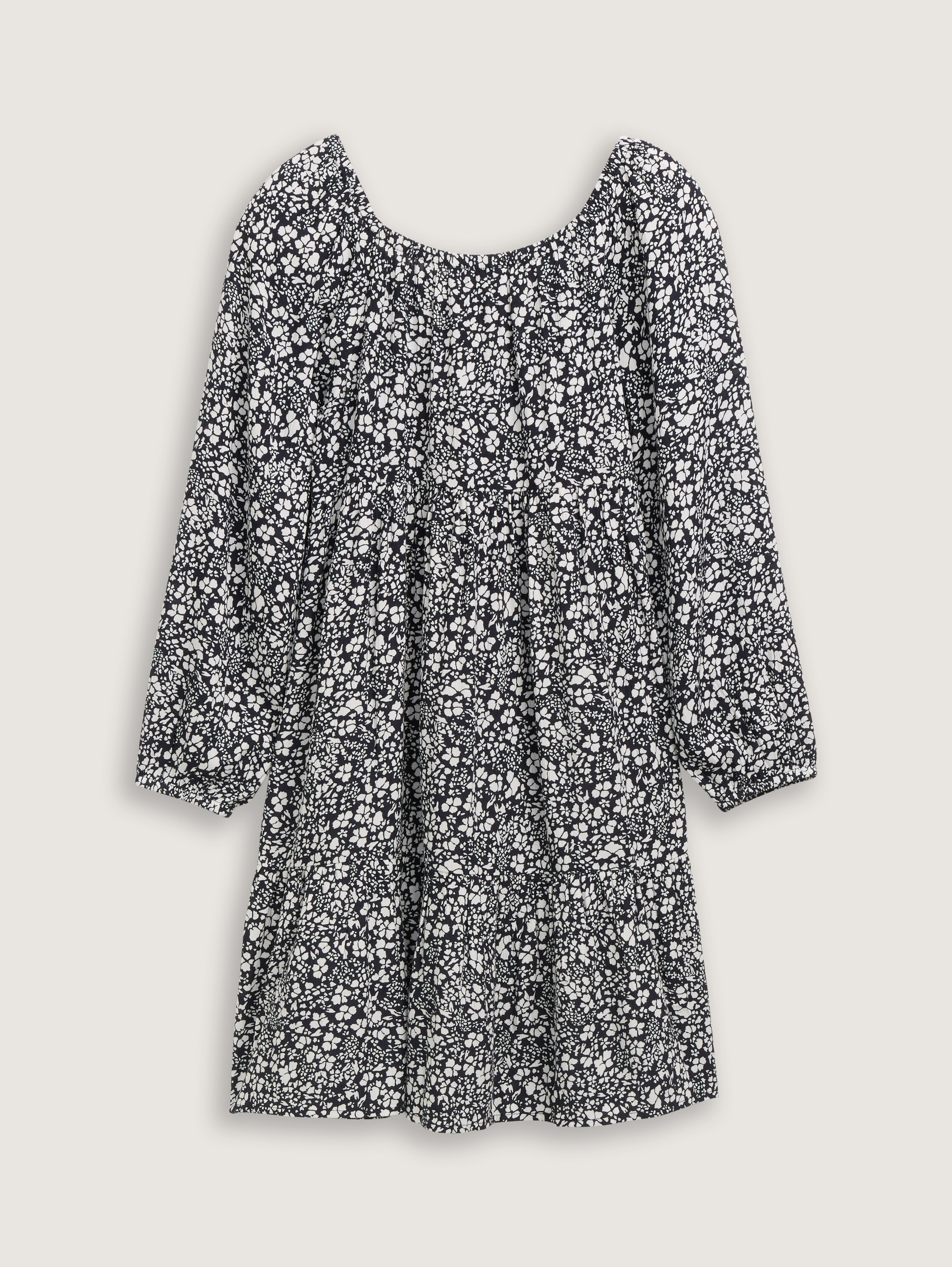 Mini-Kleid mit Blumenmuster - white_and_black_floral_design - 