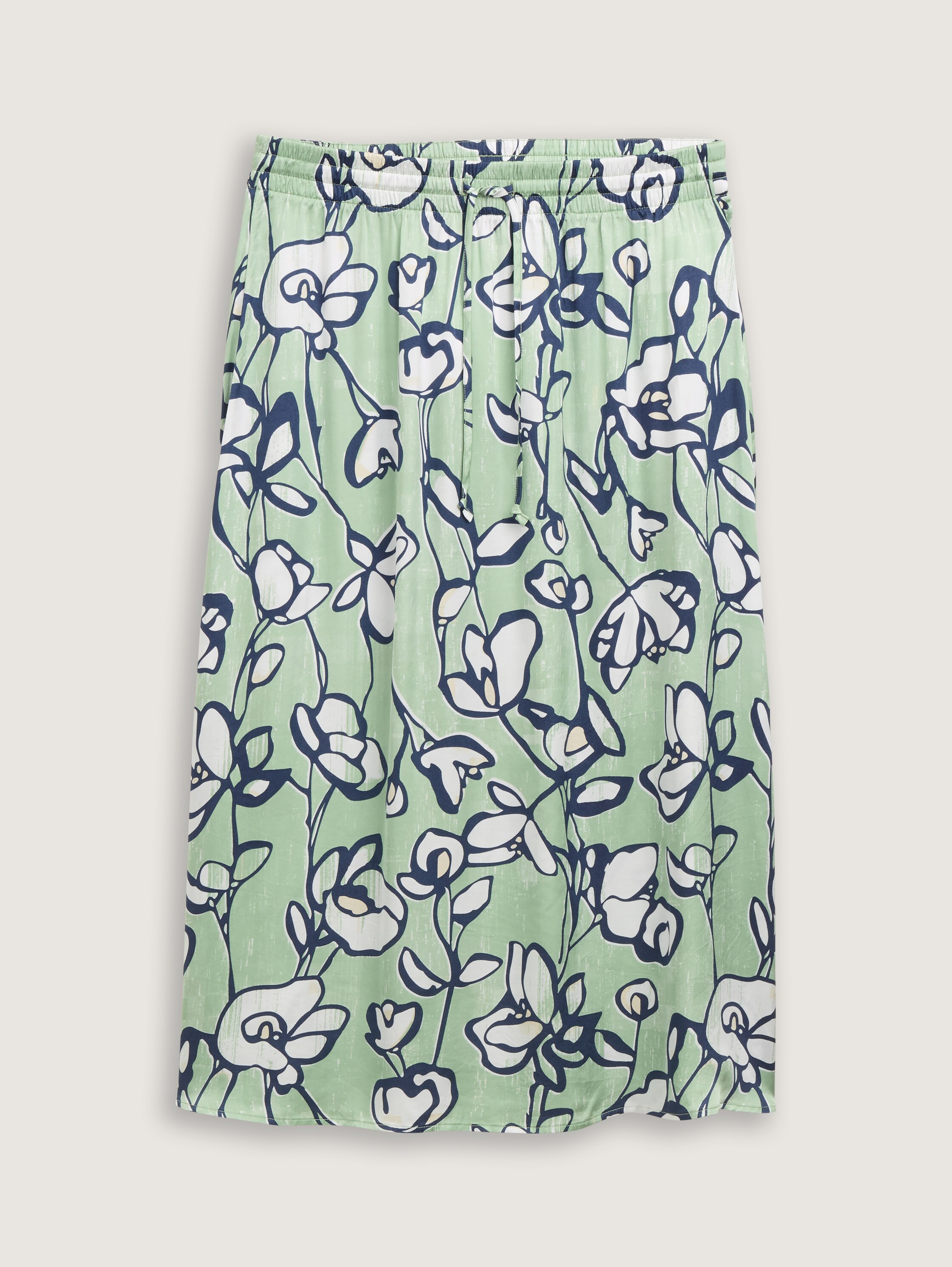 High Waist Satin Midi-Rock - fresh_spring_floral_design - 