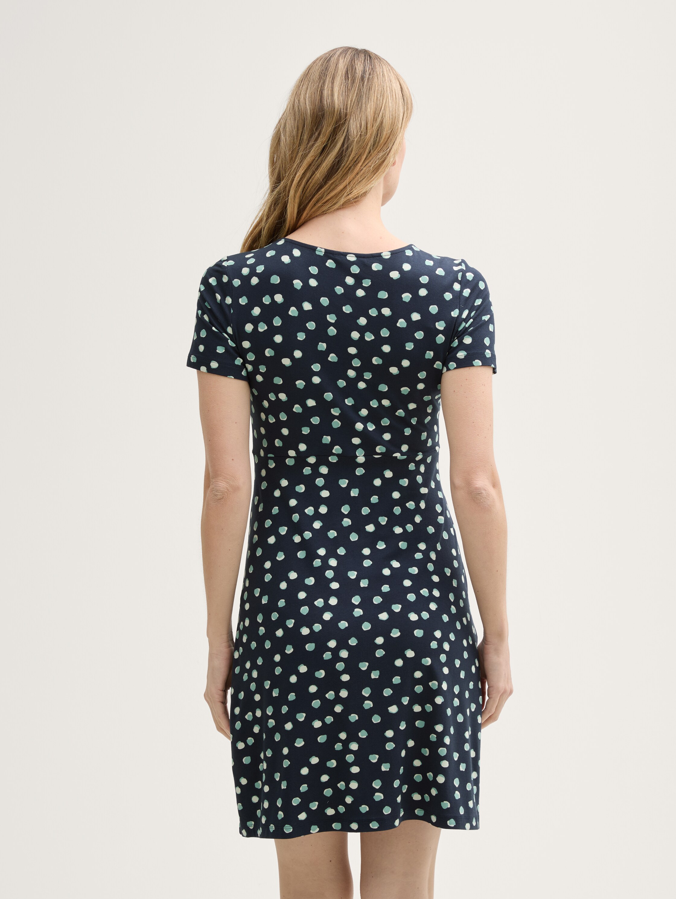 Kleid mit Raffungen - navy_green_dots - 