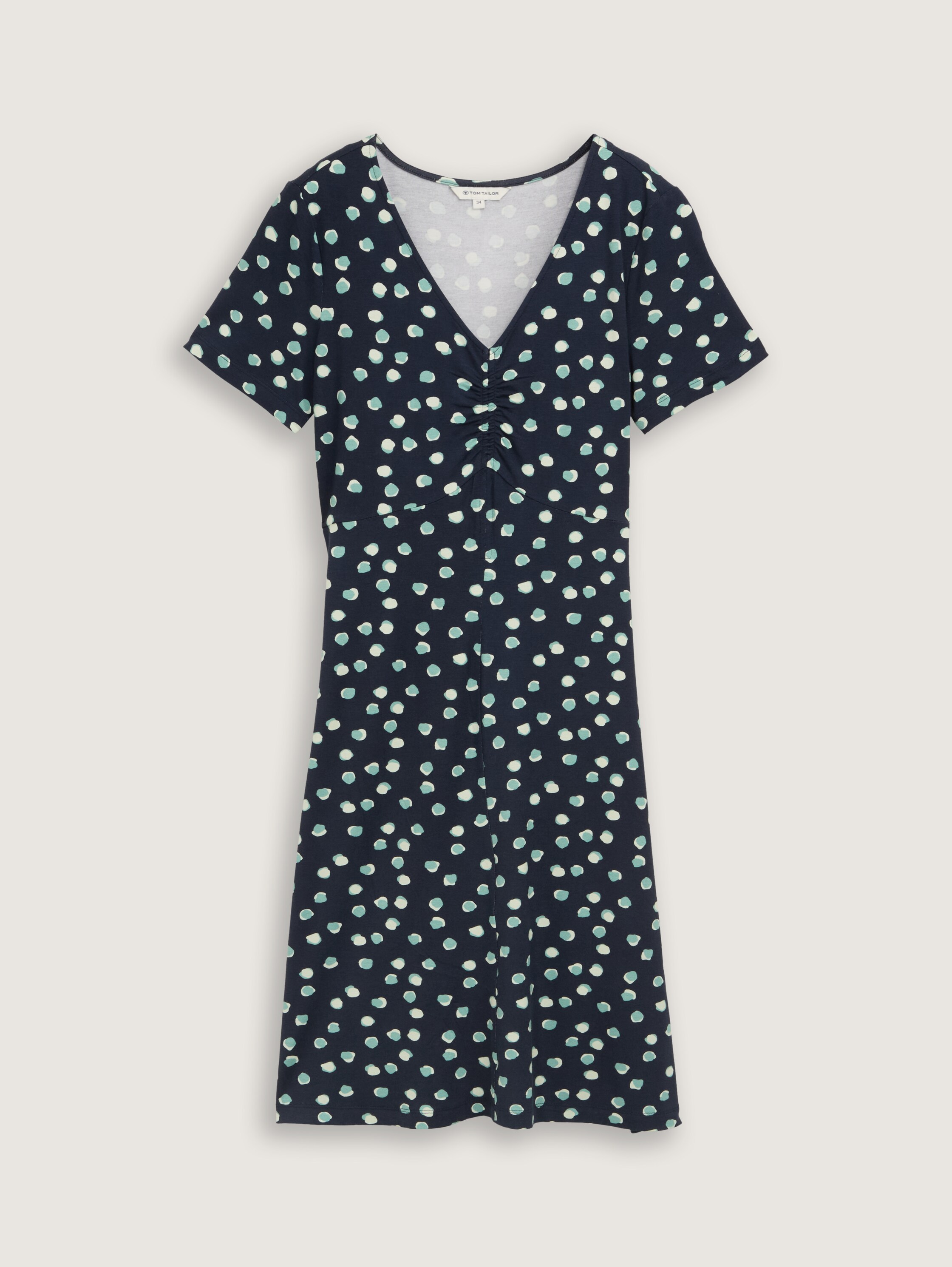 Kleid mit Raffungen - navy_green_dots - 