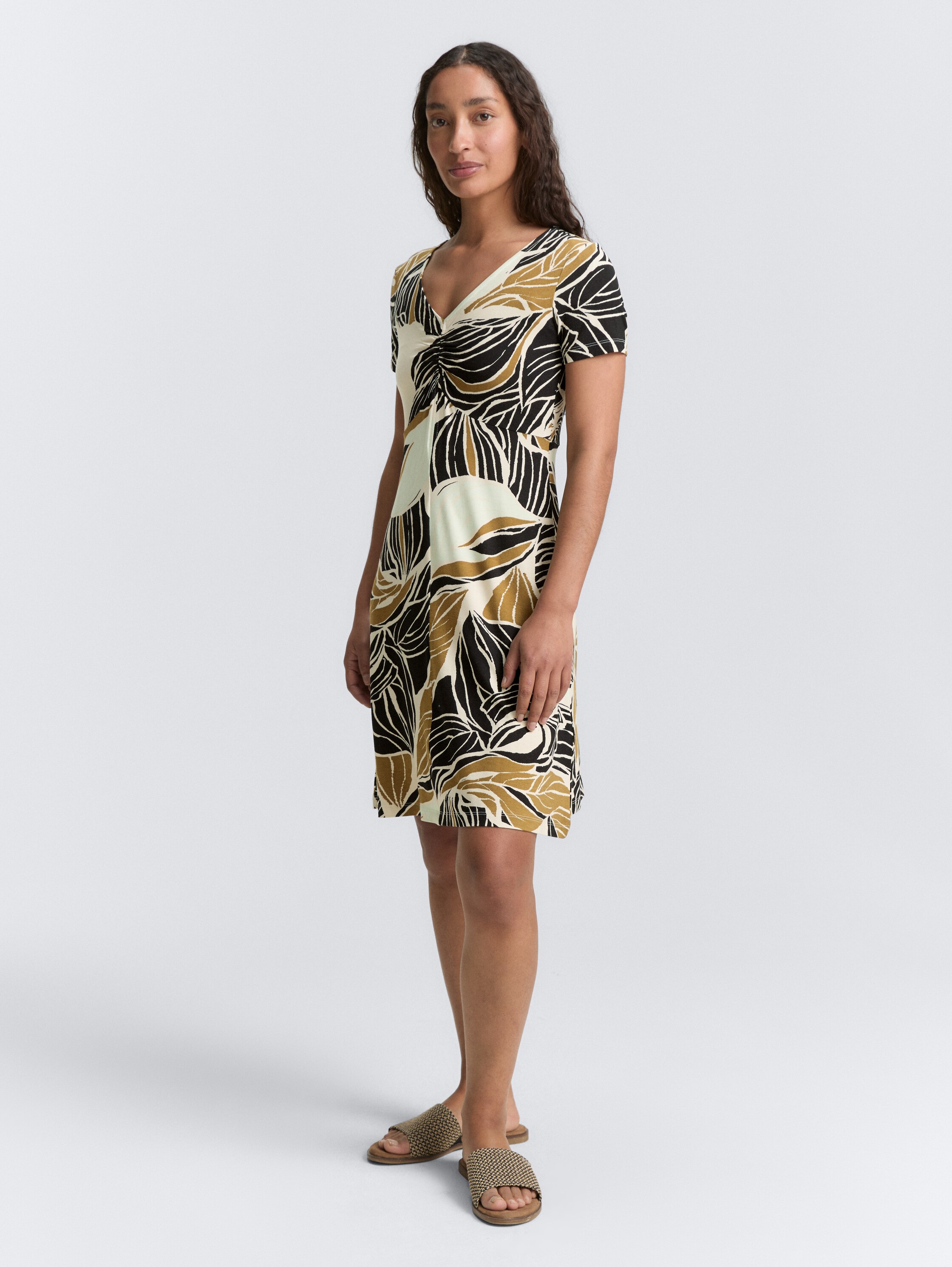 Kleid mit Raffungen - neutral_cut_leaves_design - 