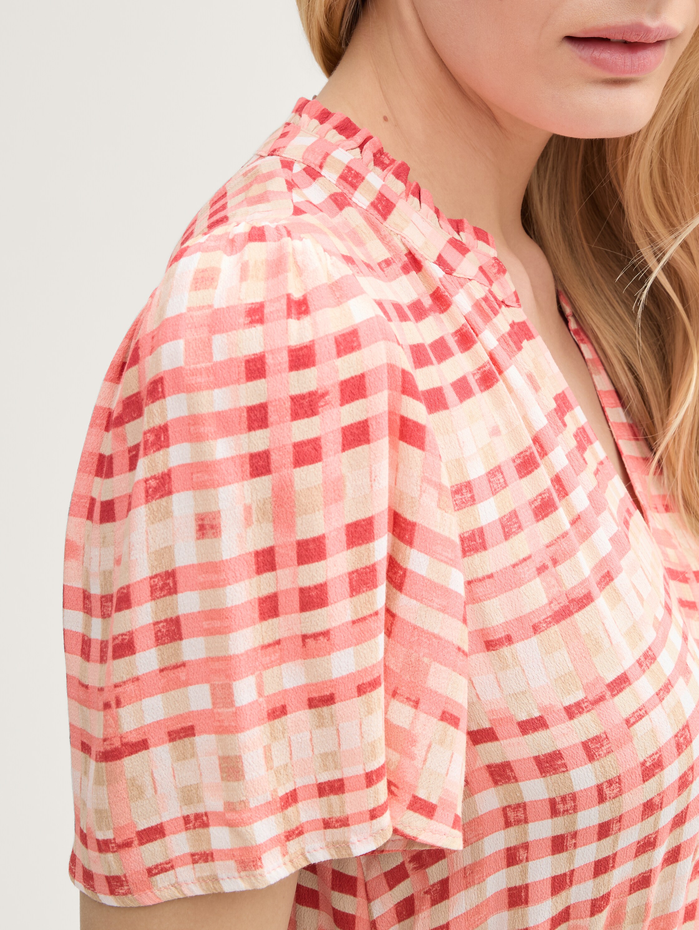 Maxi-Kleid mit Muster - berry_red_check_design - 