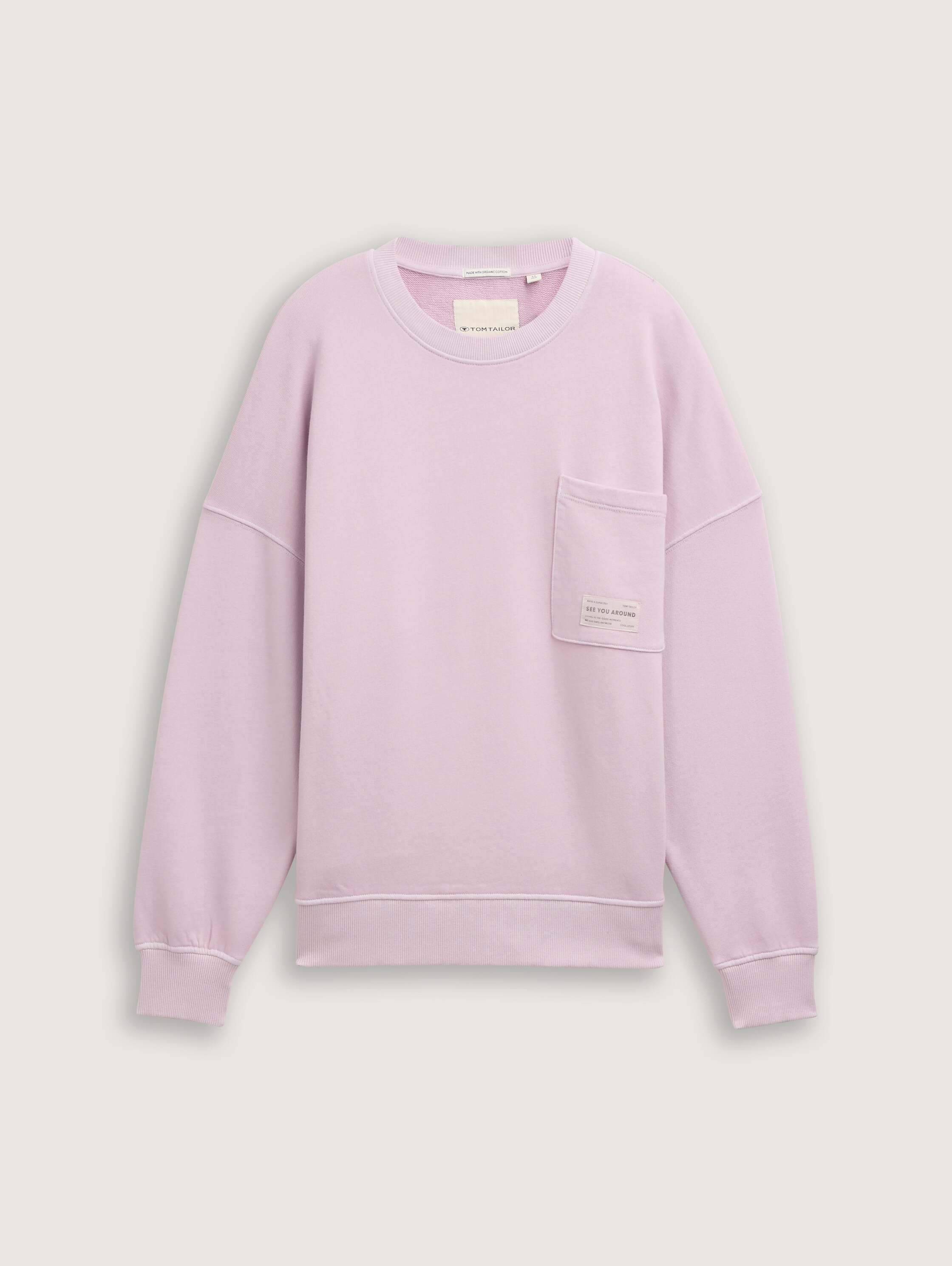 Oversize Sweatshirt mit Brusttasche - grayish_pink - 