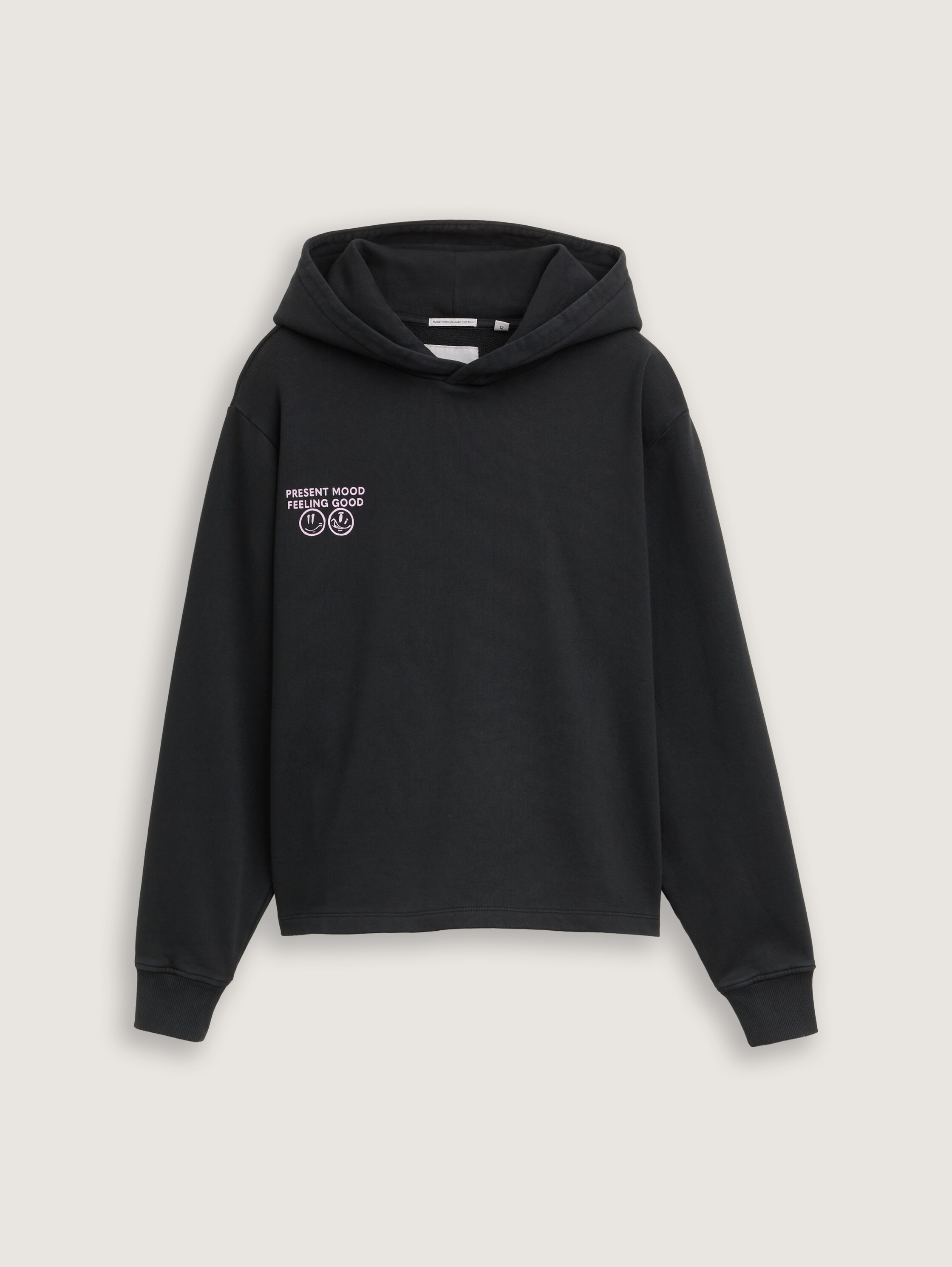 Boxy Fit Hoodie Sweatshirt mit Print - heavy_black - 