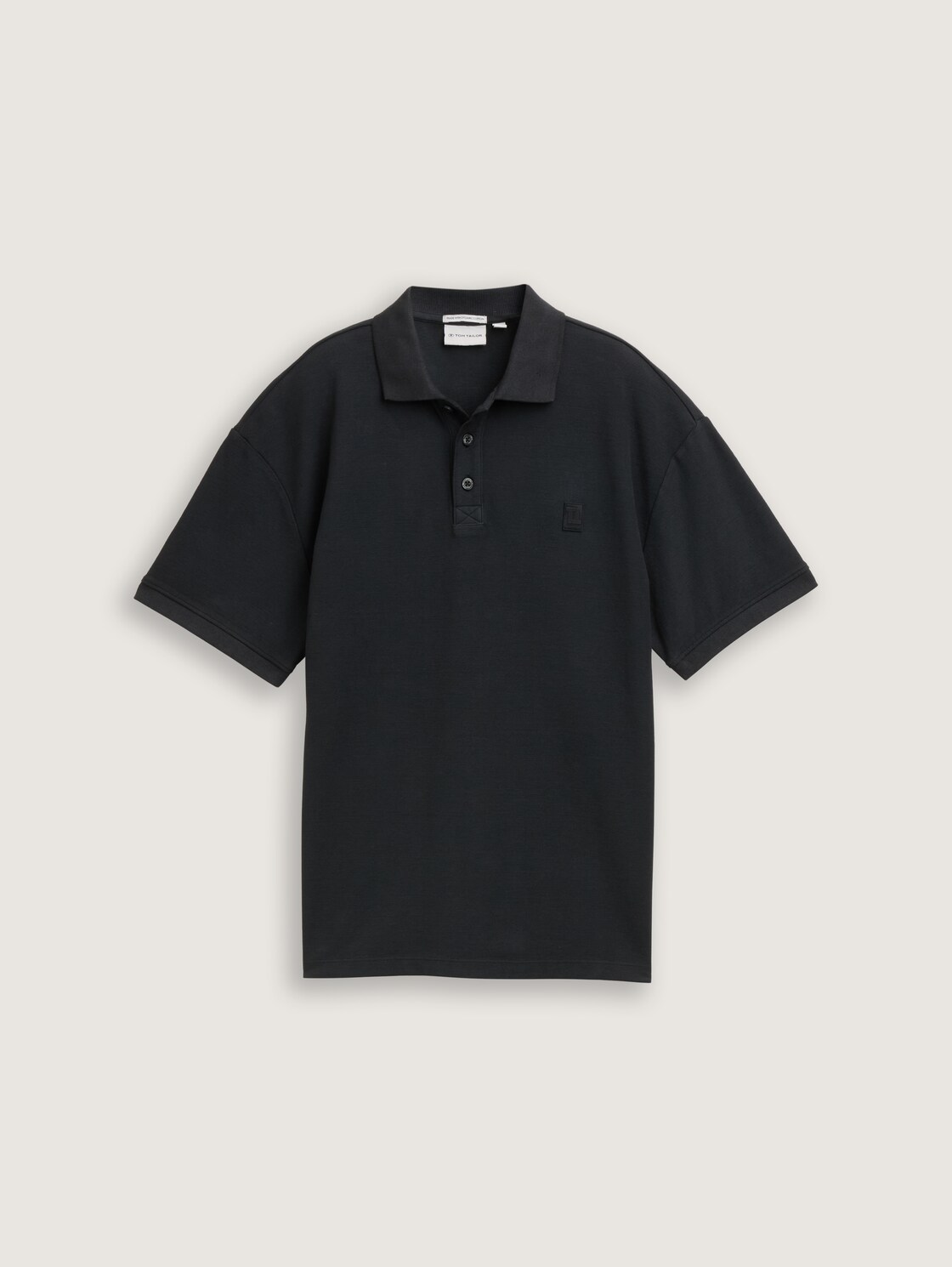 Oversize Poloshirt mit Logo Badge - heavy black