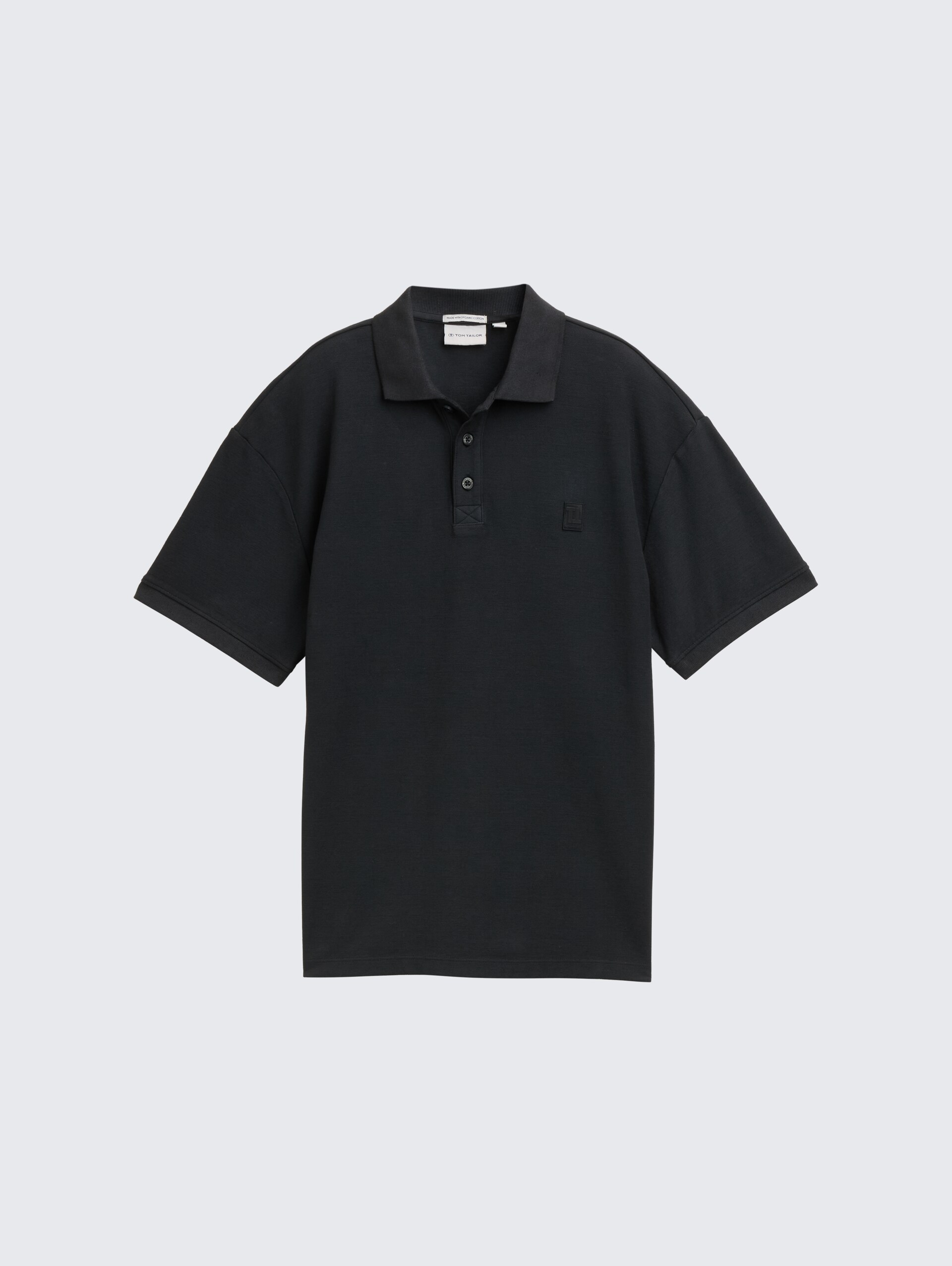 Oversize Poloshirt mit Logo Badge - heavy black