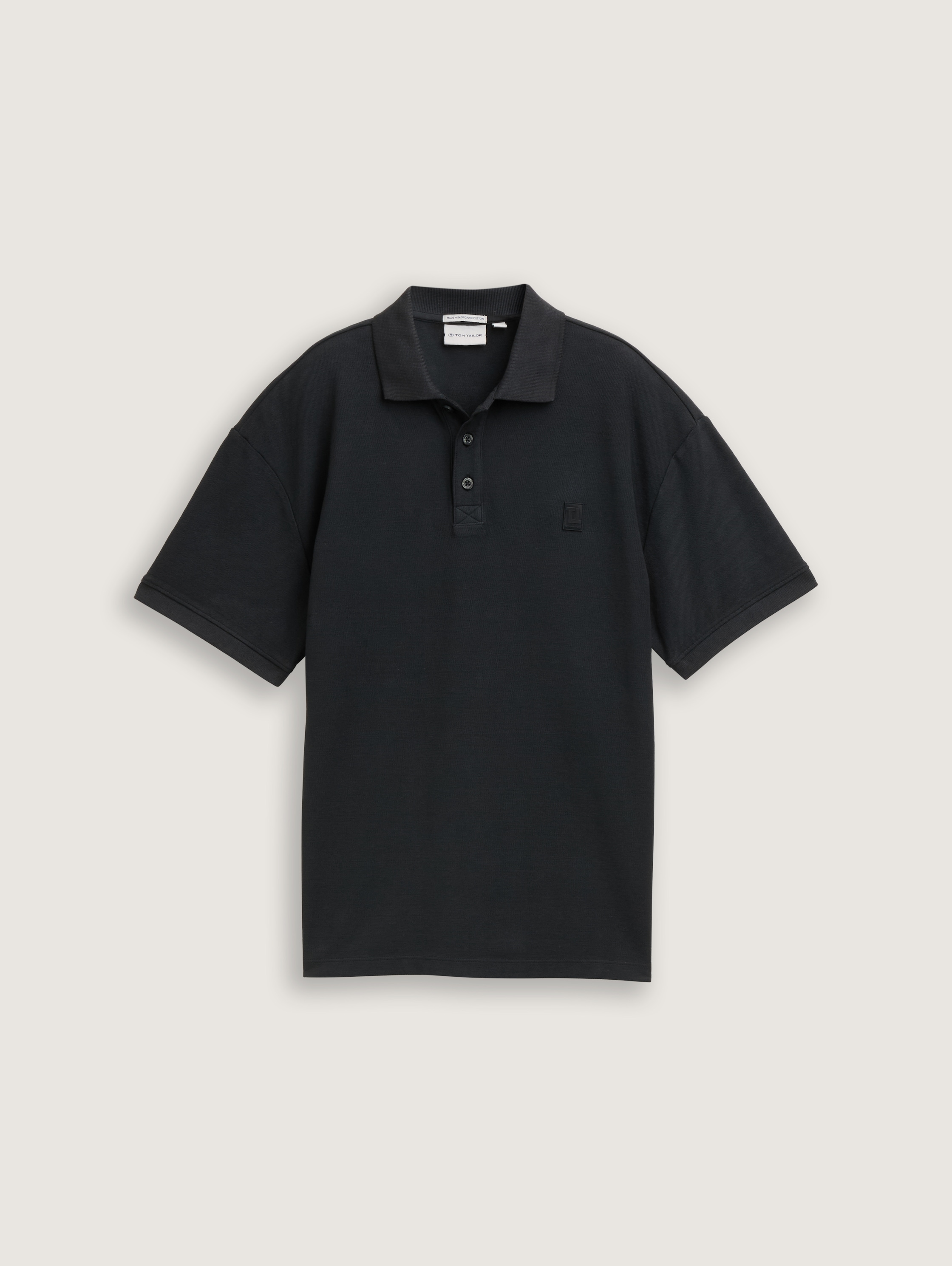 Oversize Poloshirt mit Logo Badge - heavy_black - 