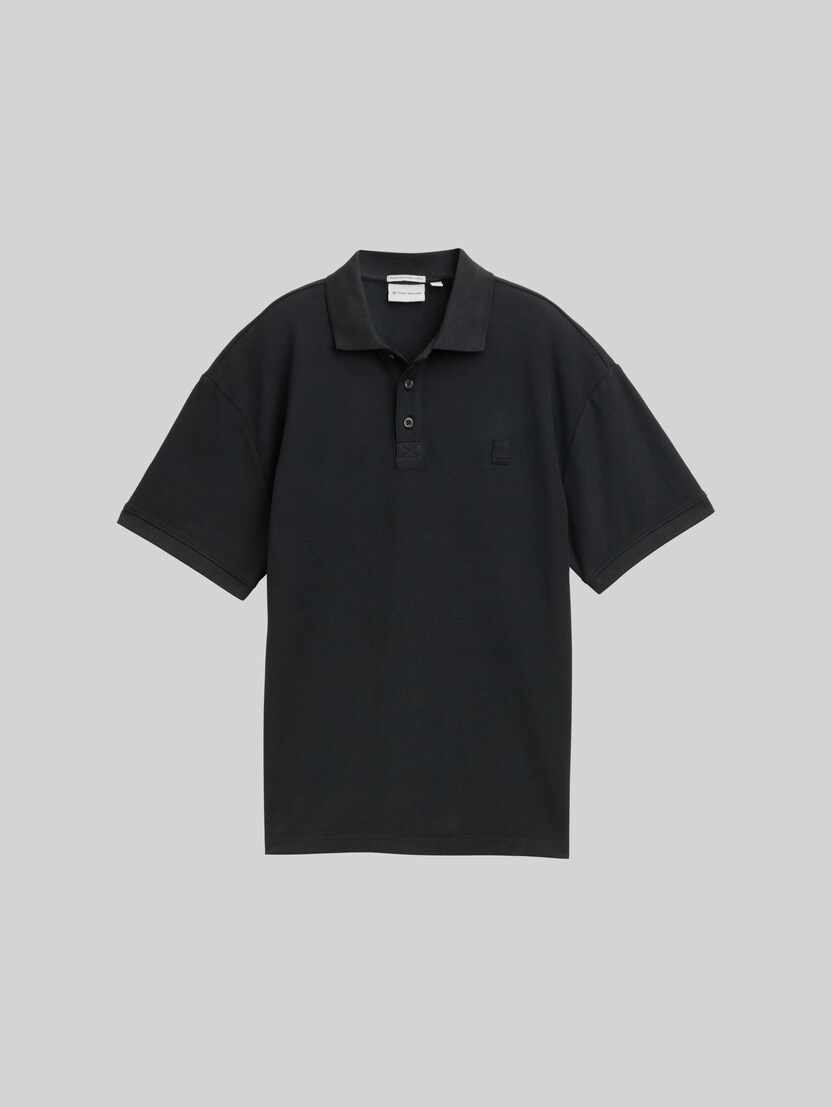 Oversize Poloshirt mit Logo Badge von Teen Boys, heavy black