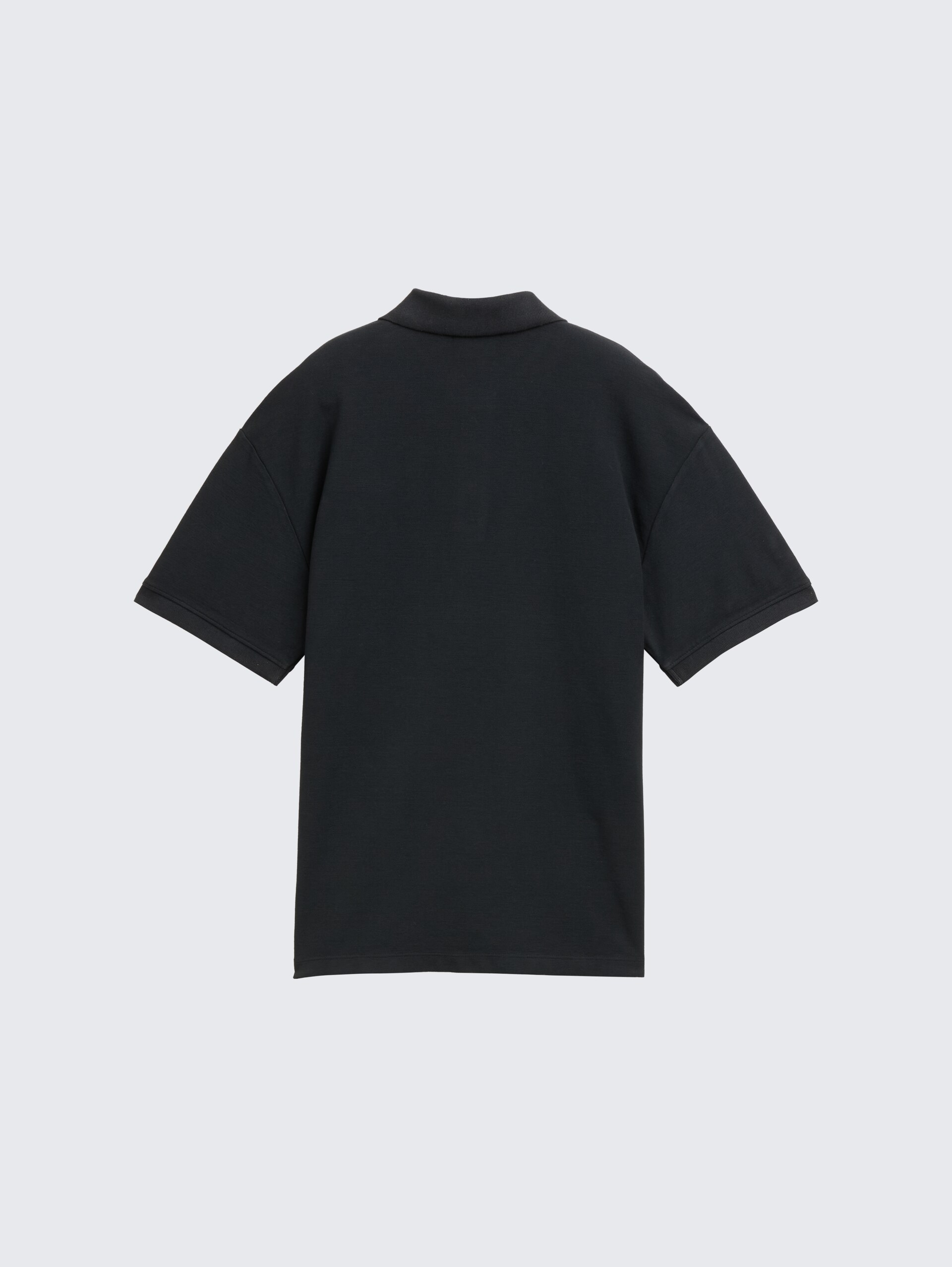 Oversize Poloshirt mit Logo Badge - heavy black