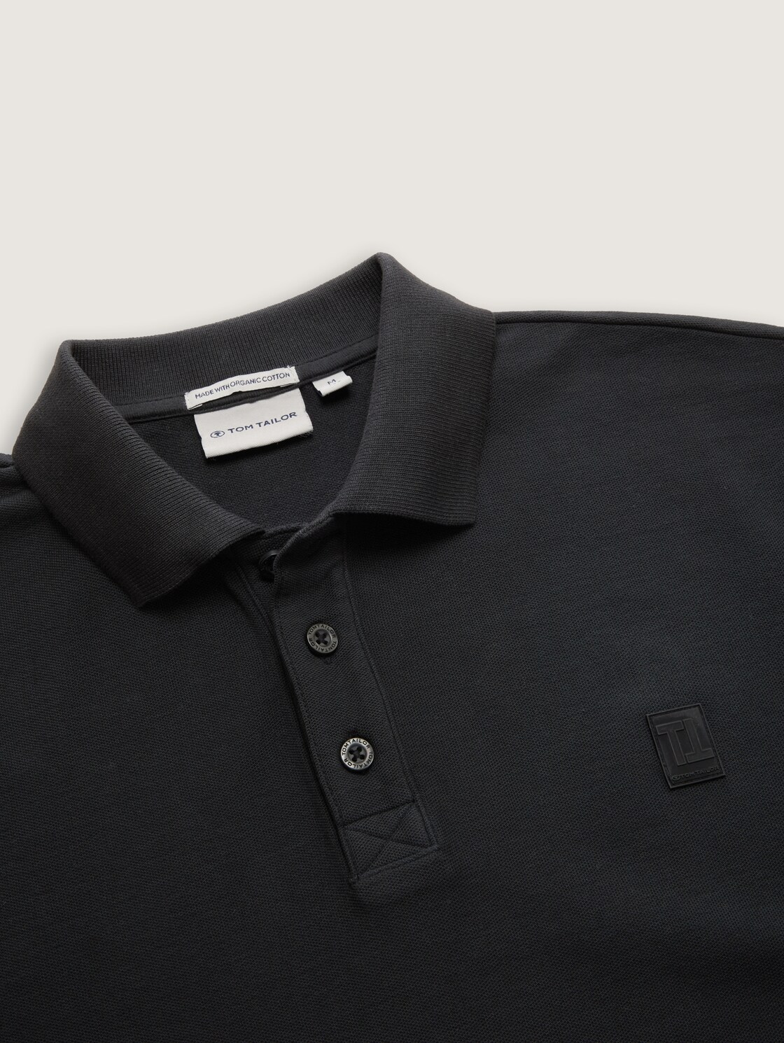 Oversize Poloshirt mit Logo Badge - heavy black