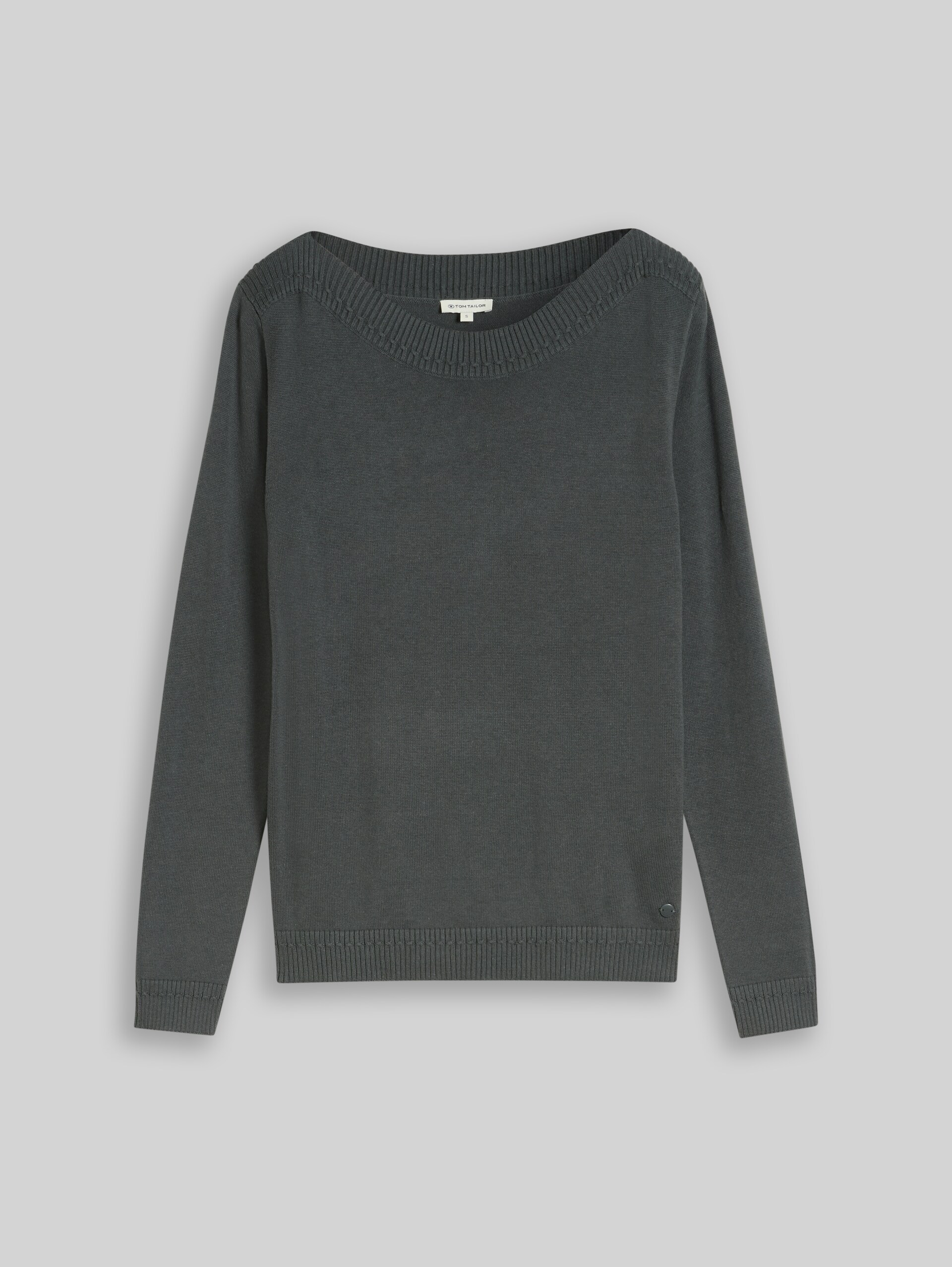 Gebreide trui met boothals - Darkest Olive
