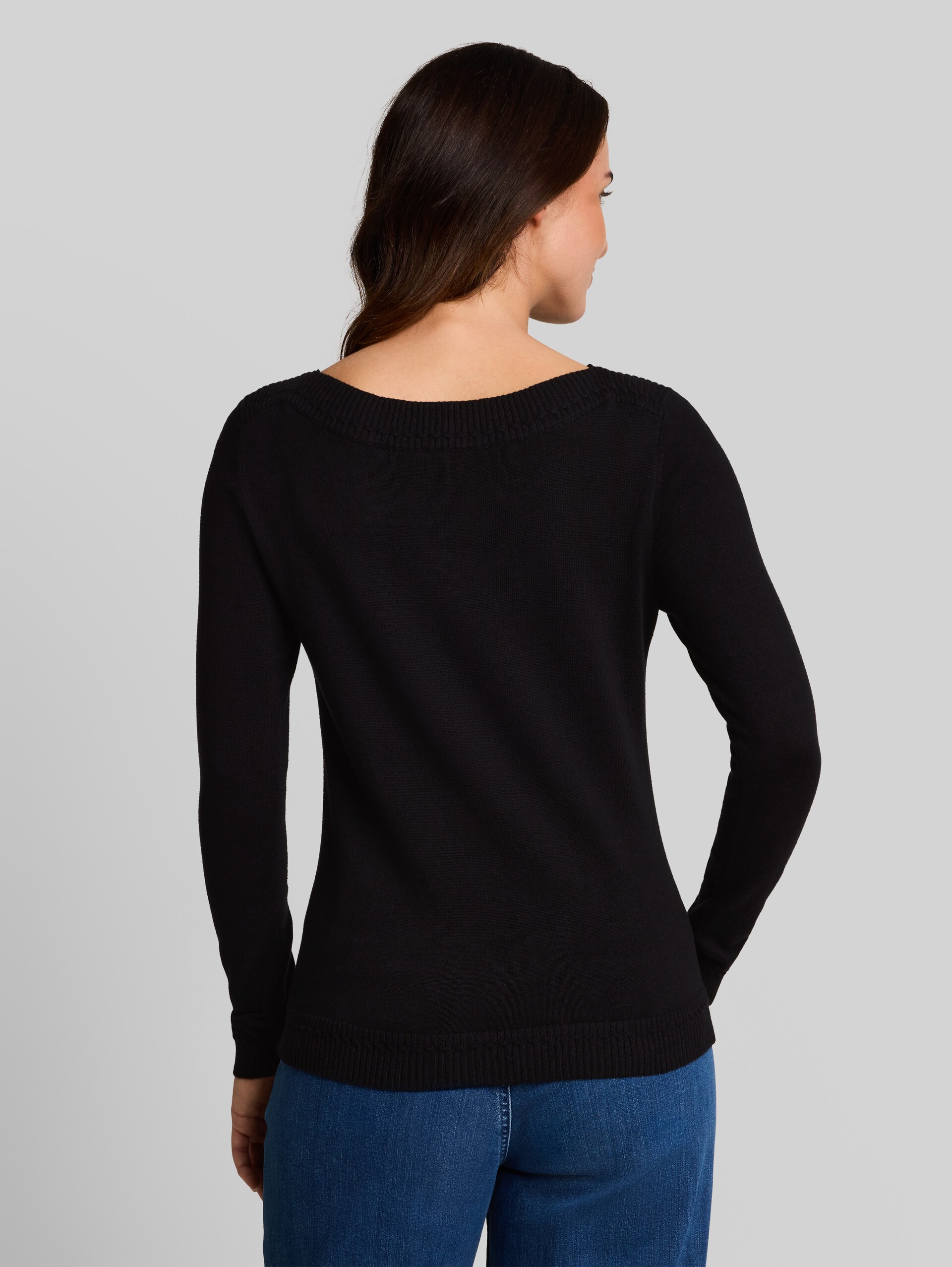 Gebreide trui met boothals - deep black