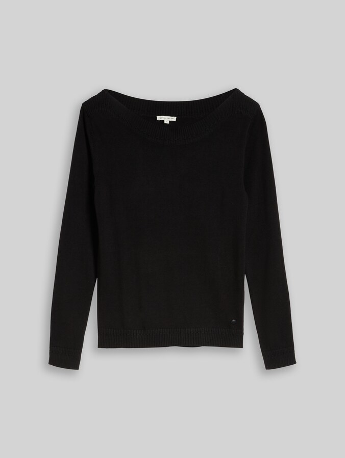 Gebreide trui met boothals door Women, deep black