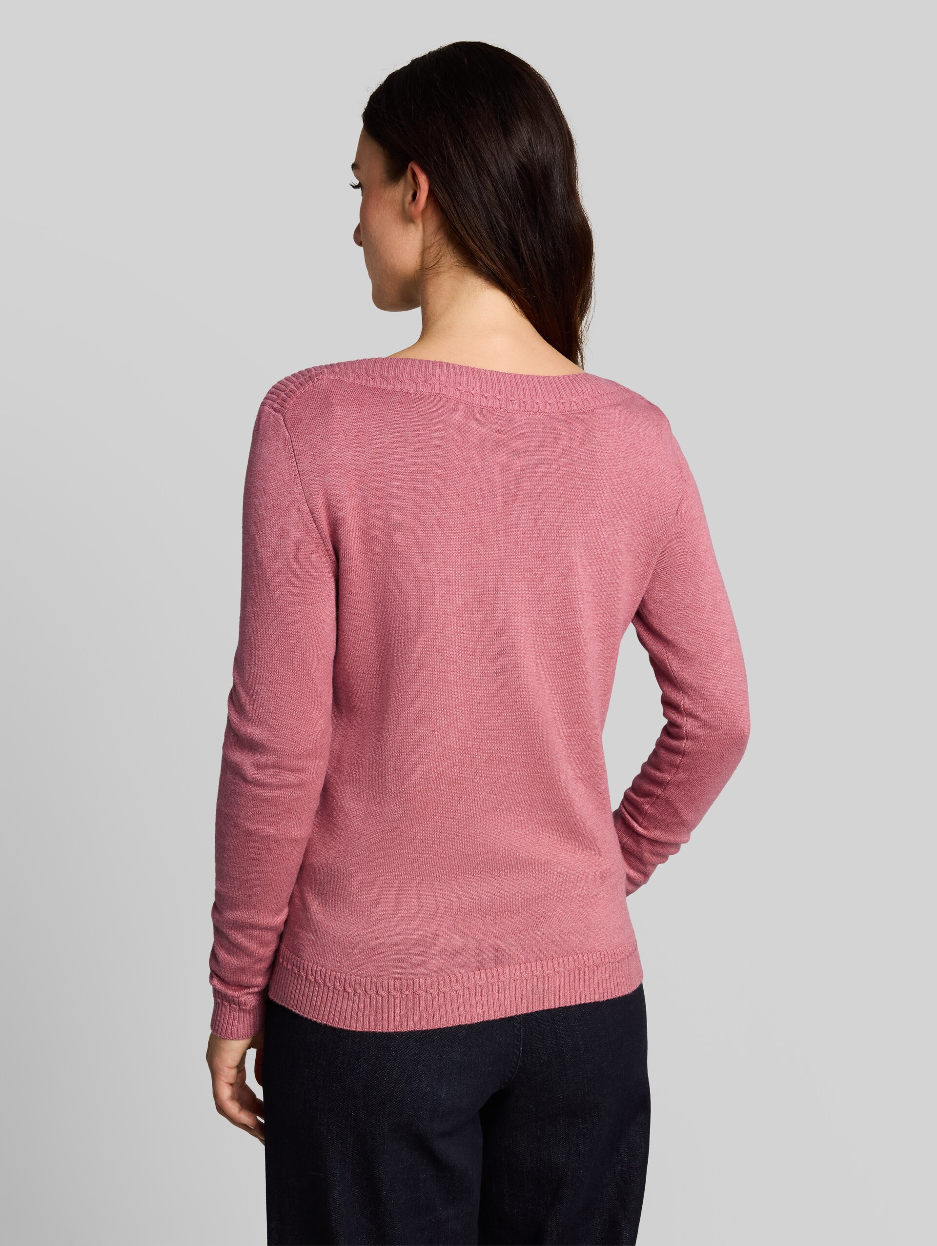 Strickpullover mit U-Boot-Ausschnitt - dusty rose pink melange
