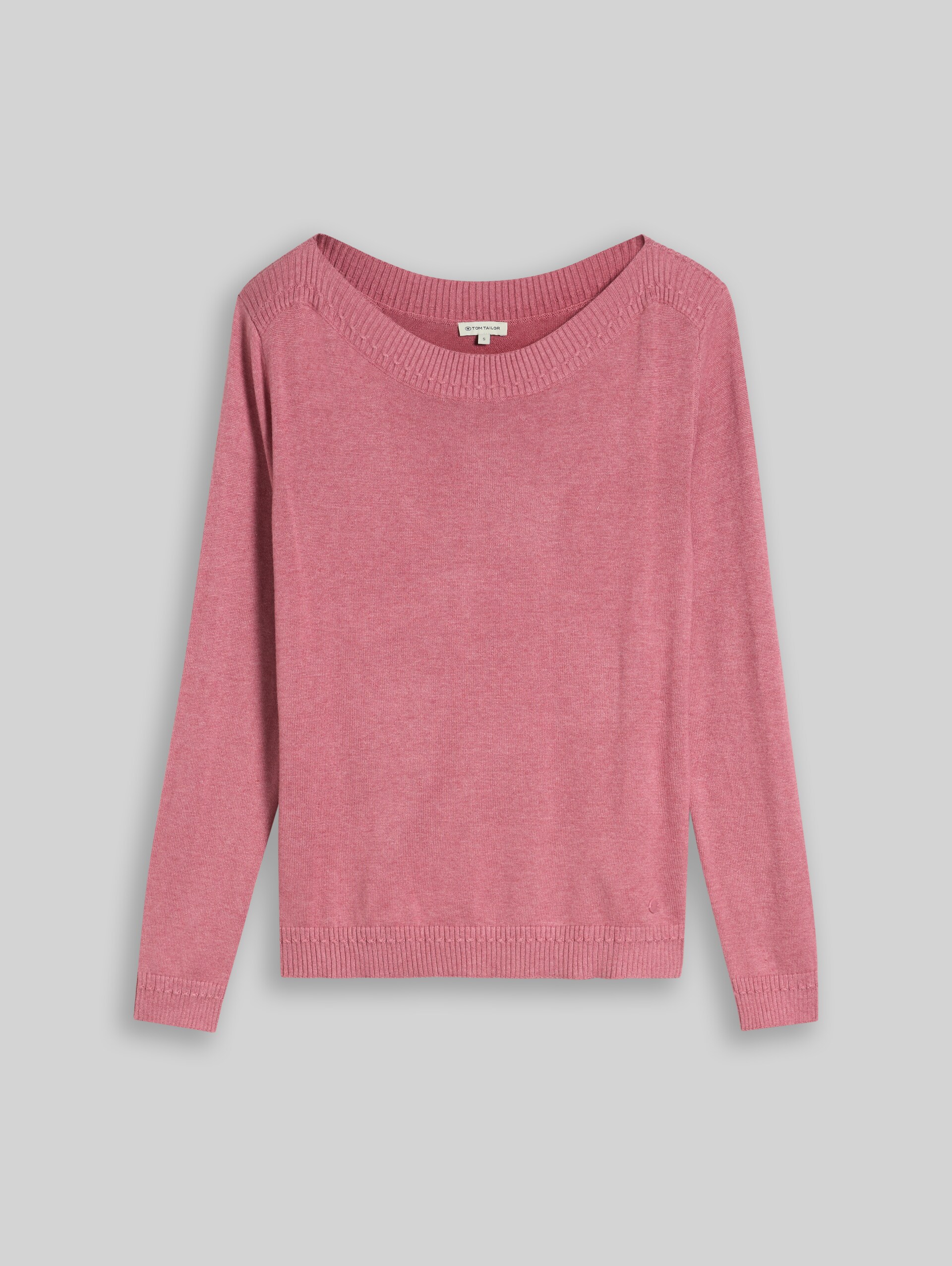 Strickpullover mit U-Boot-Ausschnitt - dusty rose pink melange