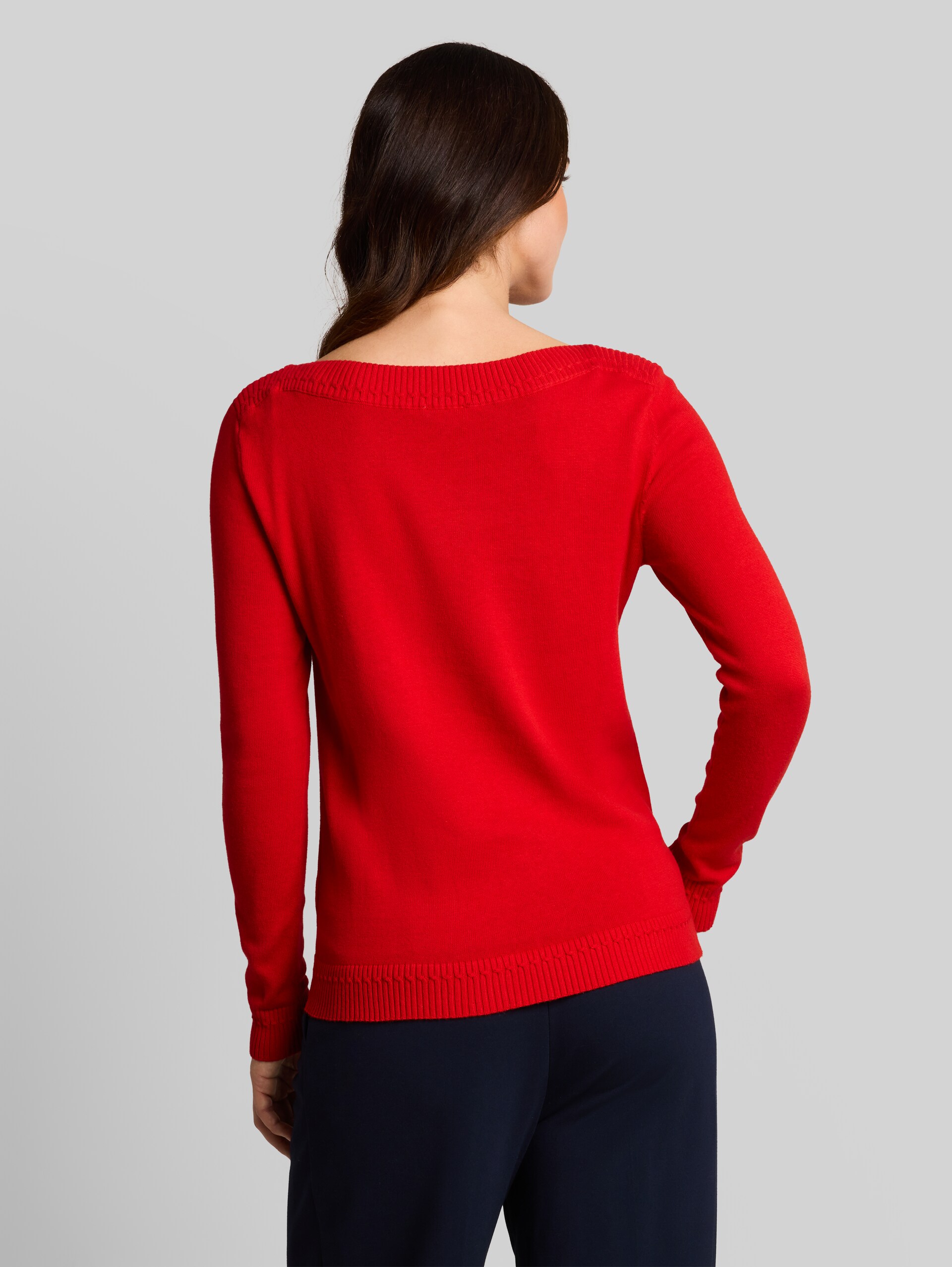 Gebreide trui met boothals - soft scarlet red