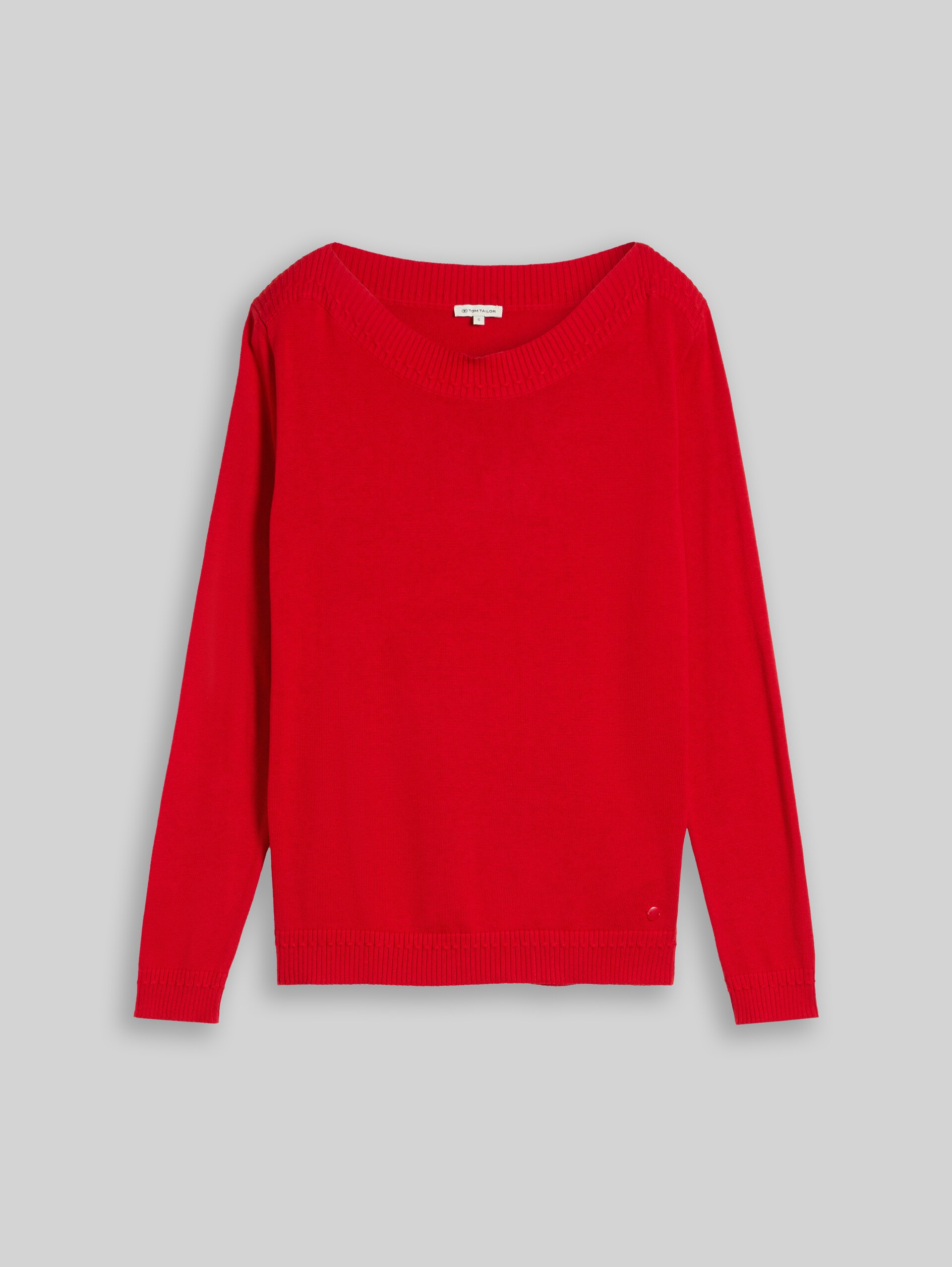 Gebreide trui met boothals - soft scarlet red