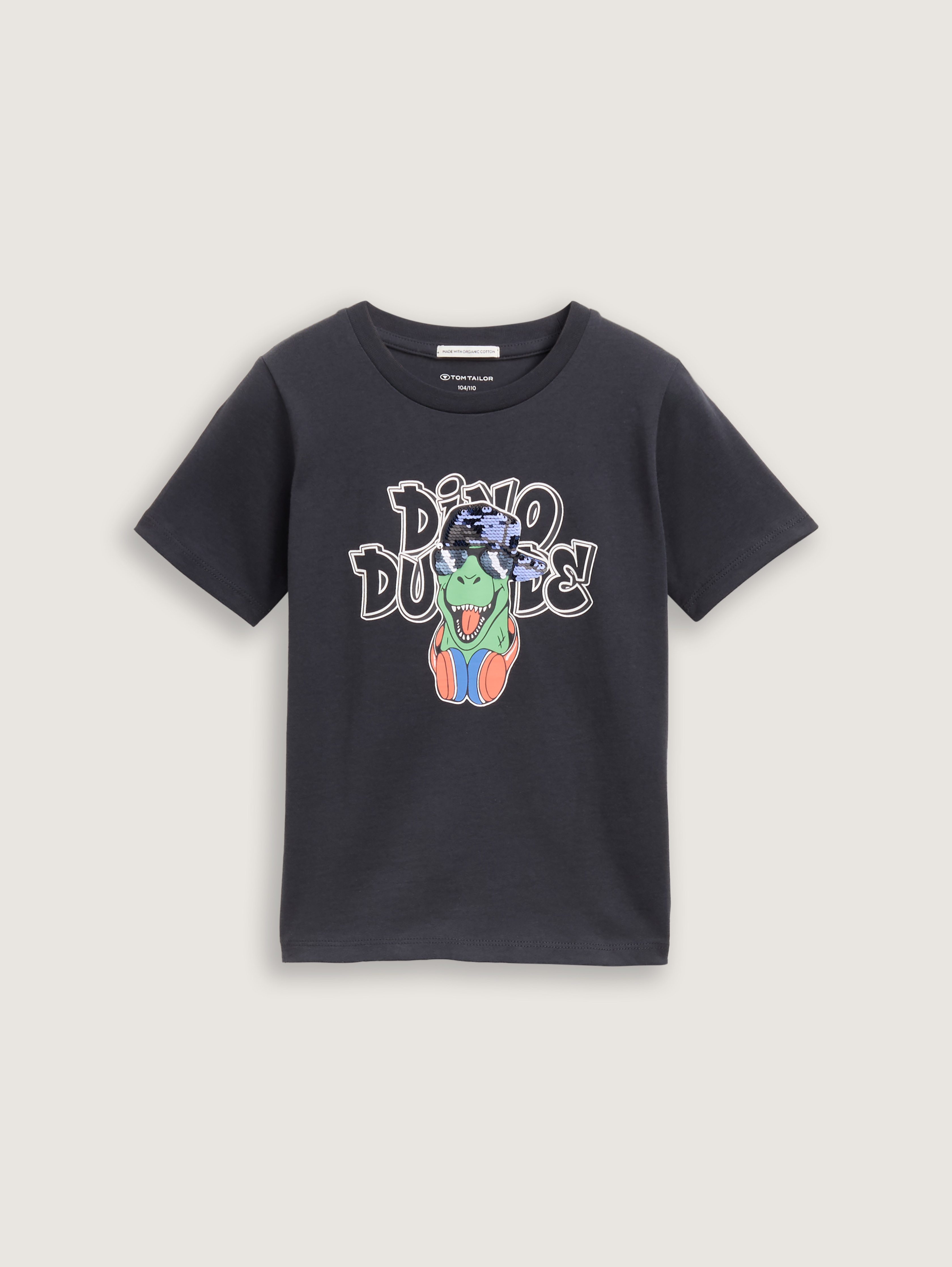 T-Shirt mit Wendepailletten von Mini Boys, coal grey
