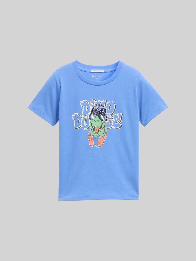T-Shirt mit Wendepailletten von Mini Boys, soft mid blue