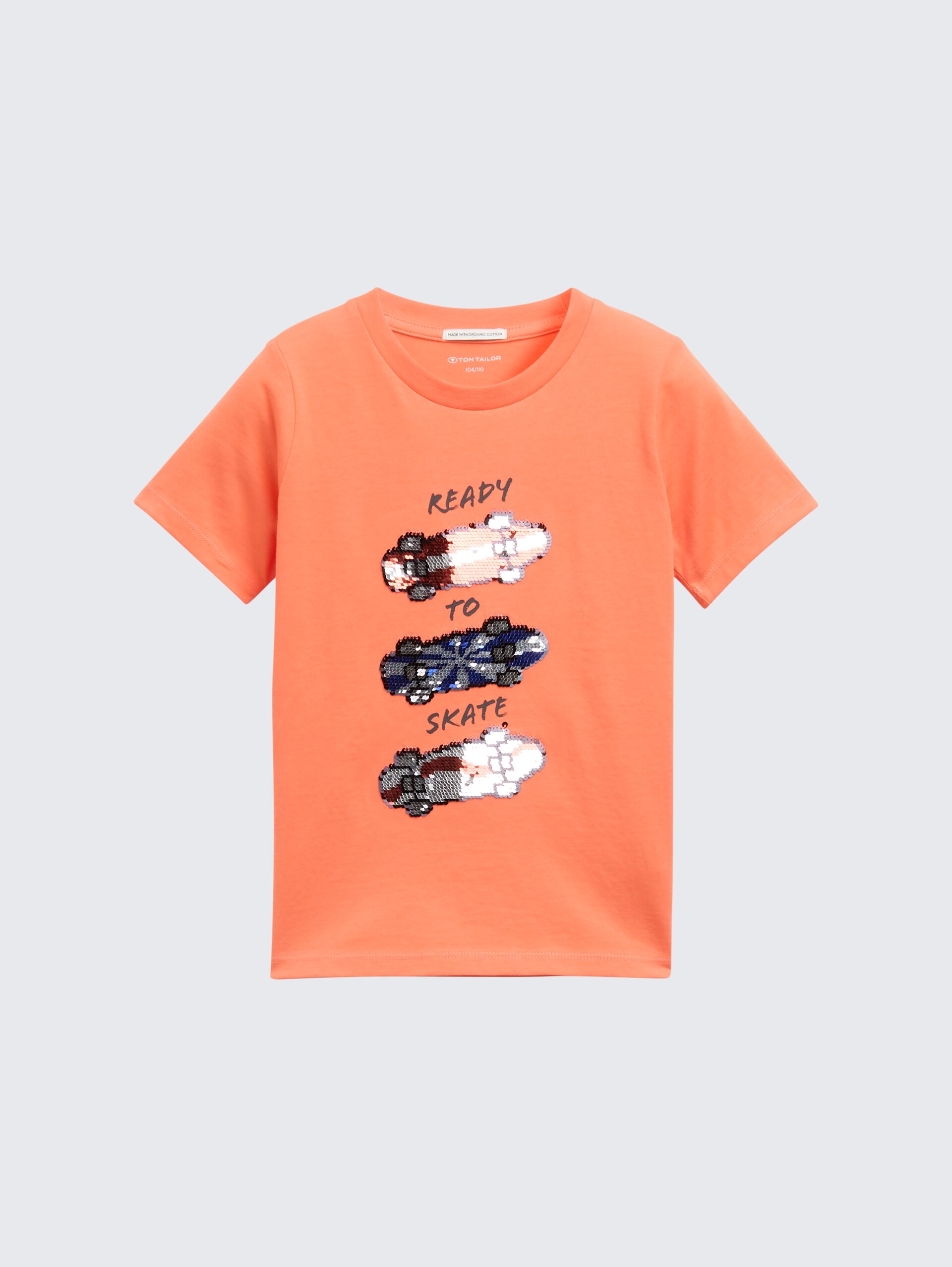 T-Shirt mit Wendepailletten - vibrant coral - Vorder-Produkt-Ansicht