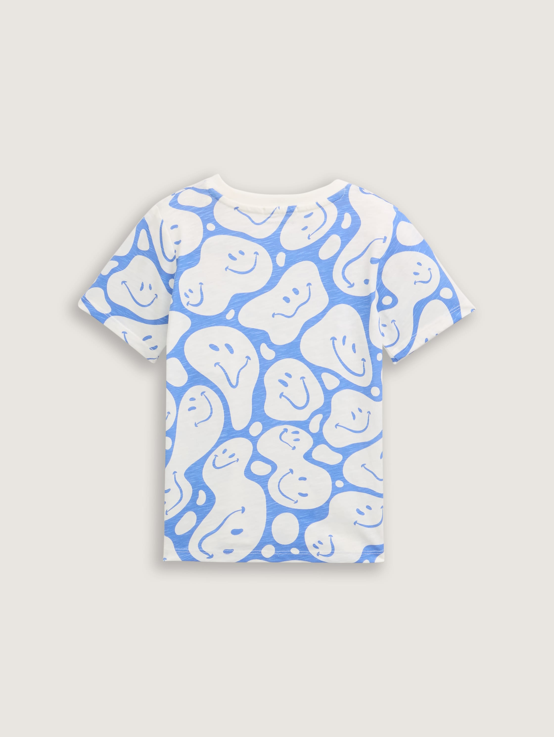 T-Shirt mit Allover-Print - off_white_blue_smiling_design - 