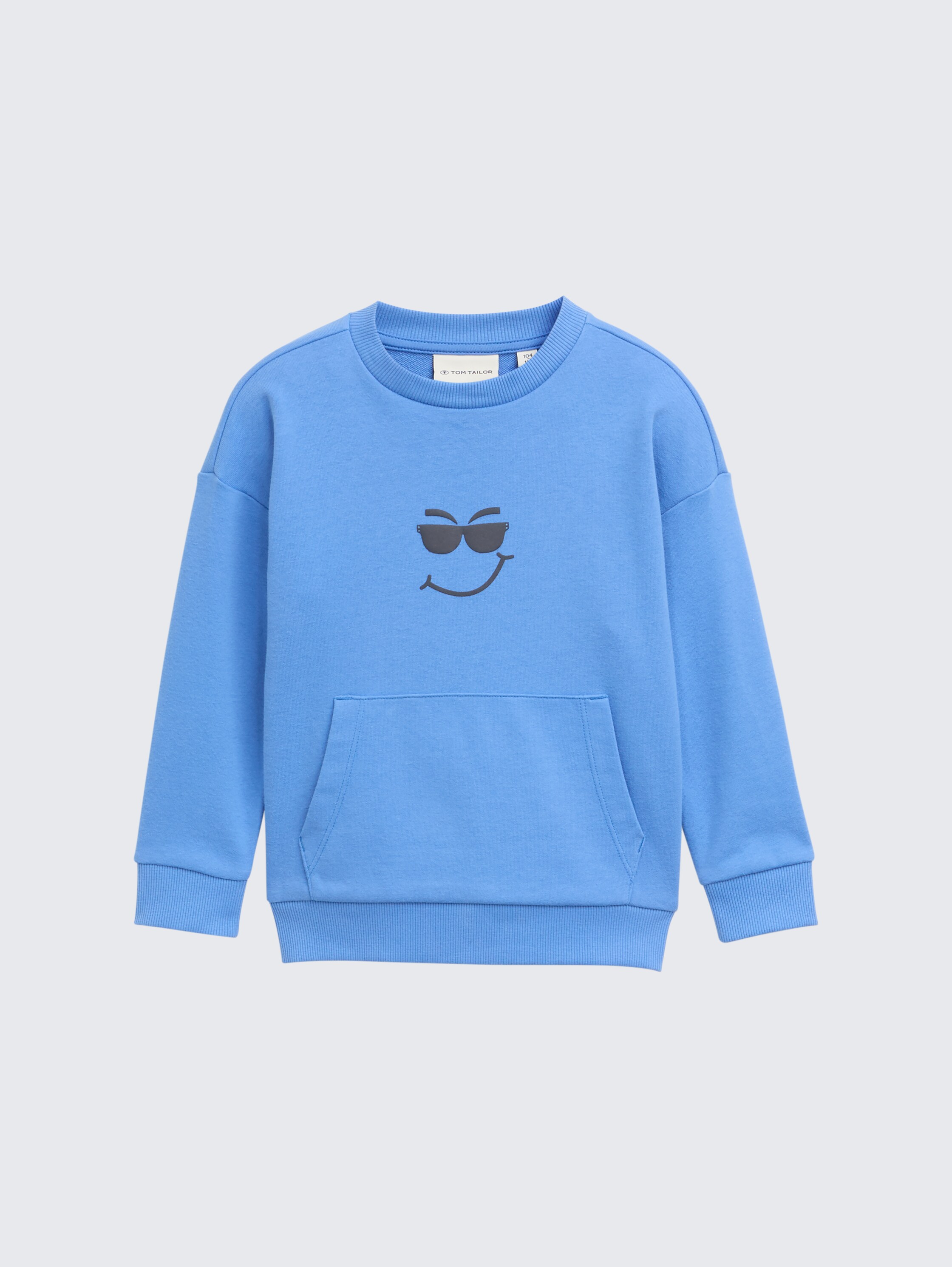 Sweat Enfant Tom Tailor – Capuche, Bleu Chiné, Taille 152, Coton, Logo