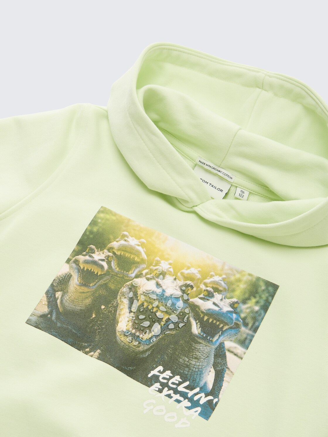 Hoodie Sweatshirt mit Print - lime cream green - Detail-Model-Ansicht