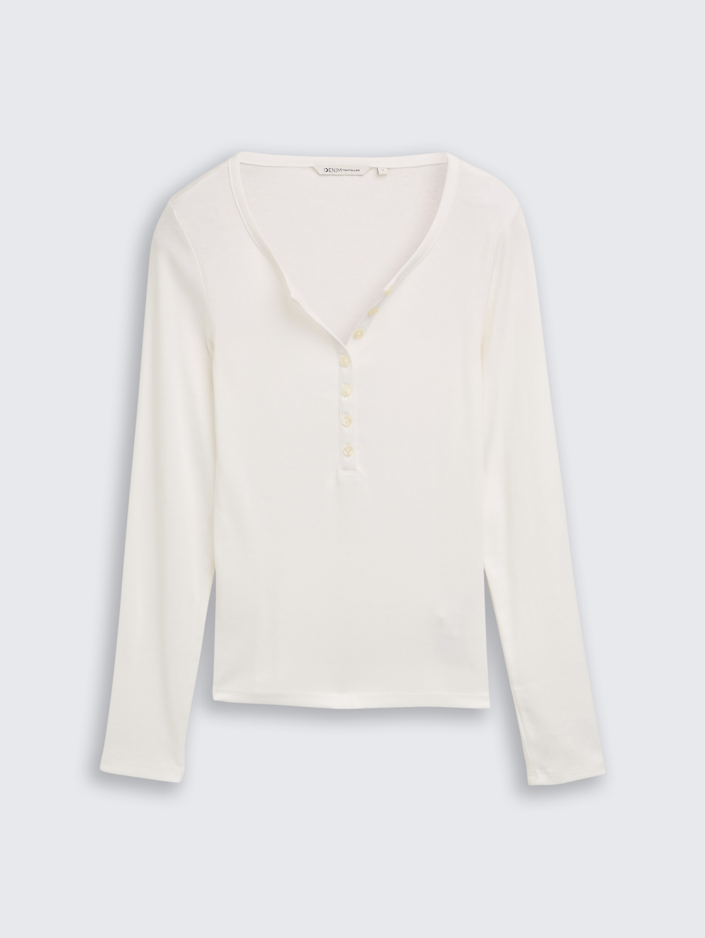 Slim Fit Henley Langarmshirt - off white - Vorder-Produkt-Ansicht